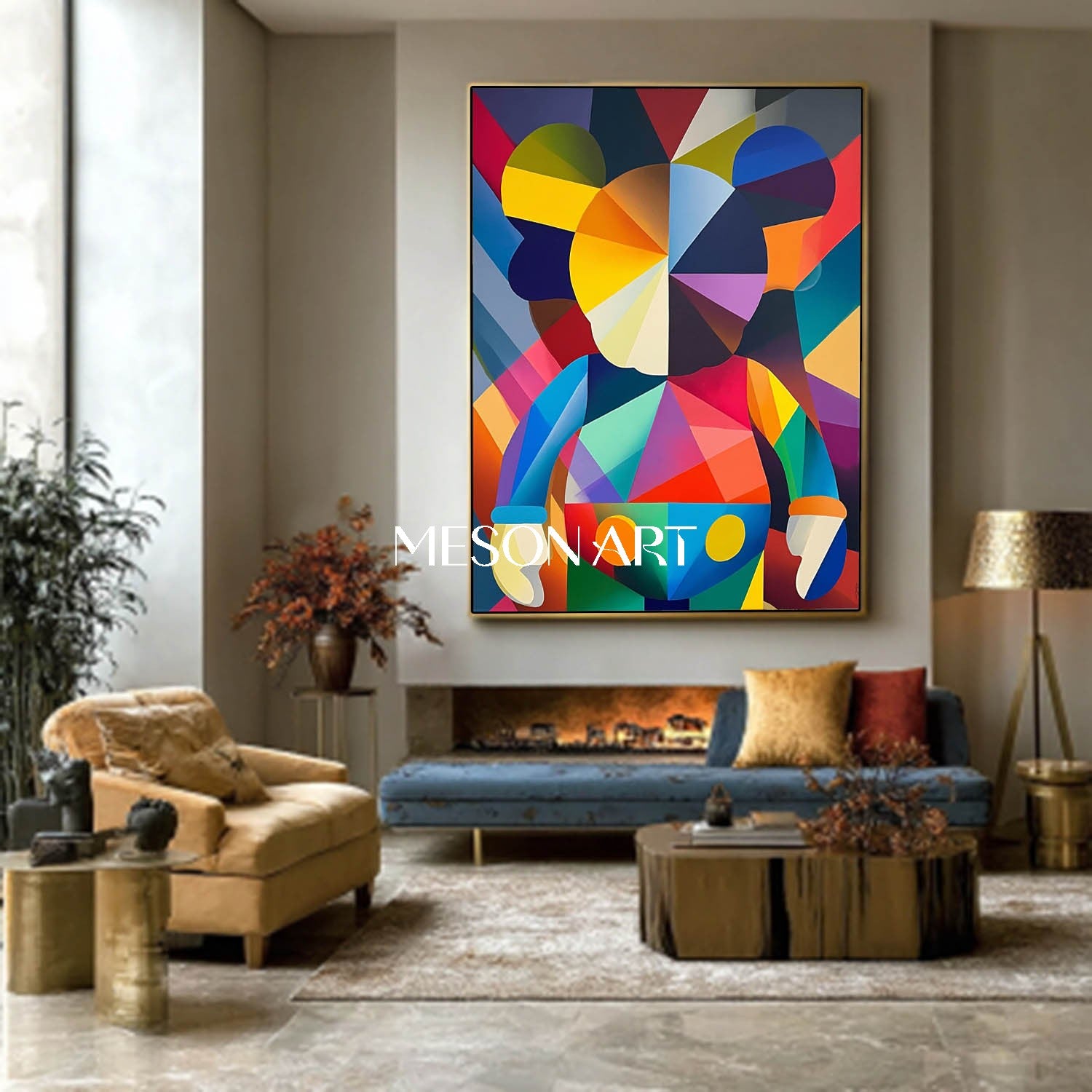 Large KAWS Vibrant Color Pop Abstract Artwork for Modern Wall Decor
