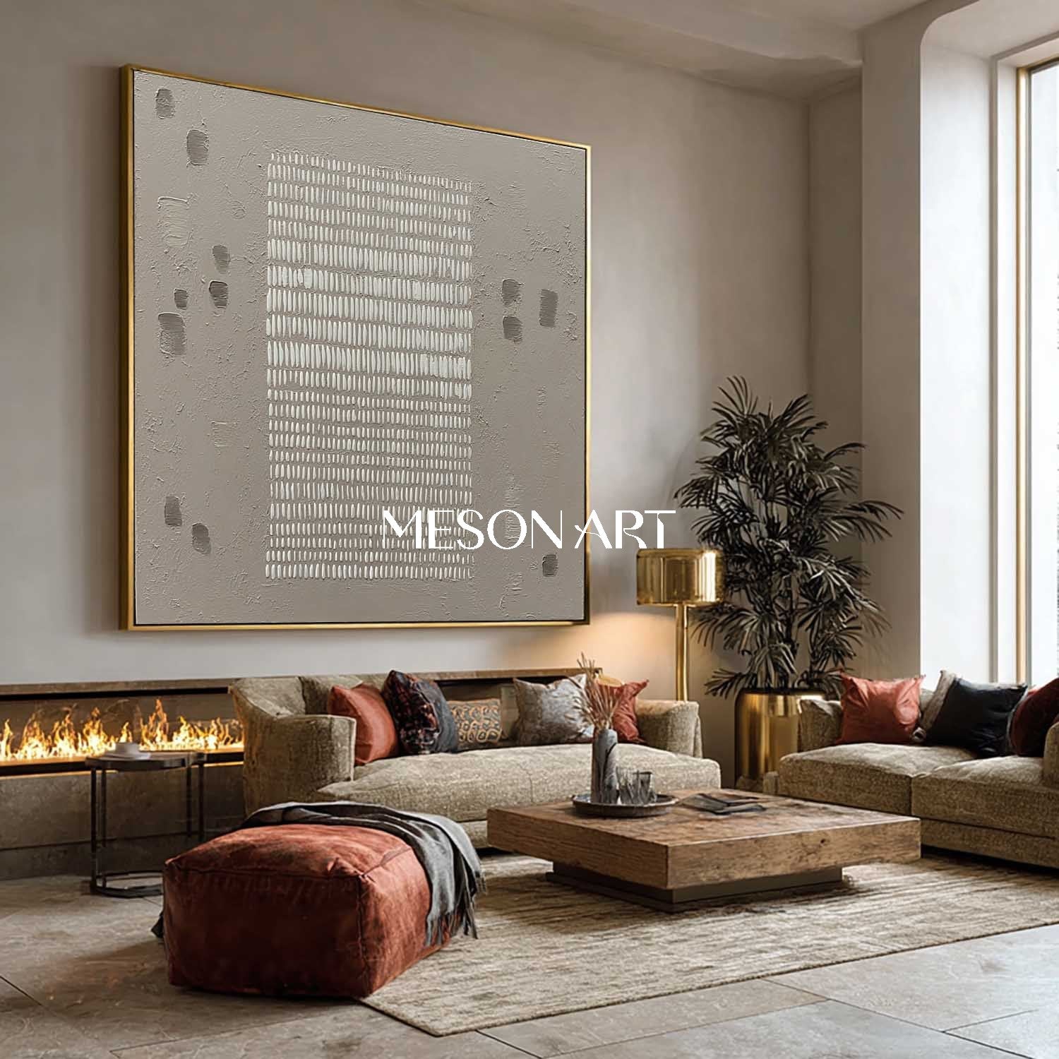 Large Wabi-Sabi 3D Textured Wall Art Neutral Tones Painting Entryway