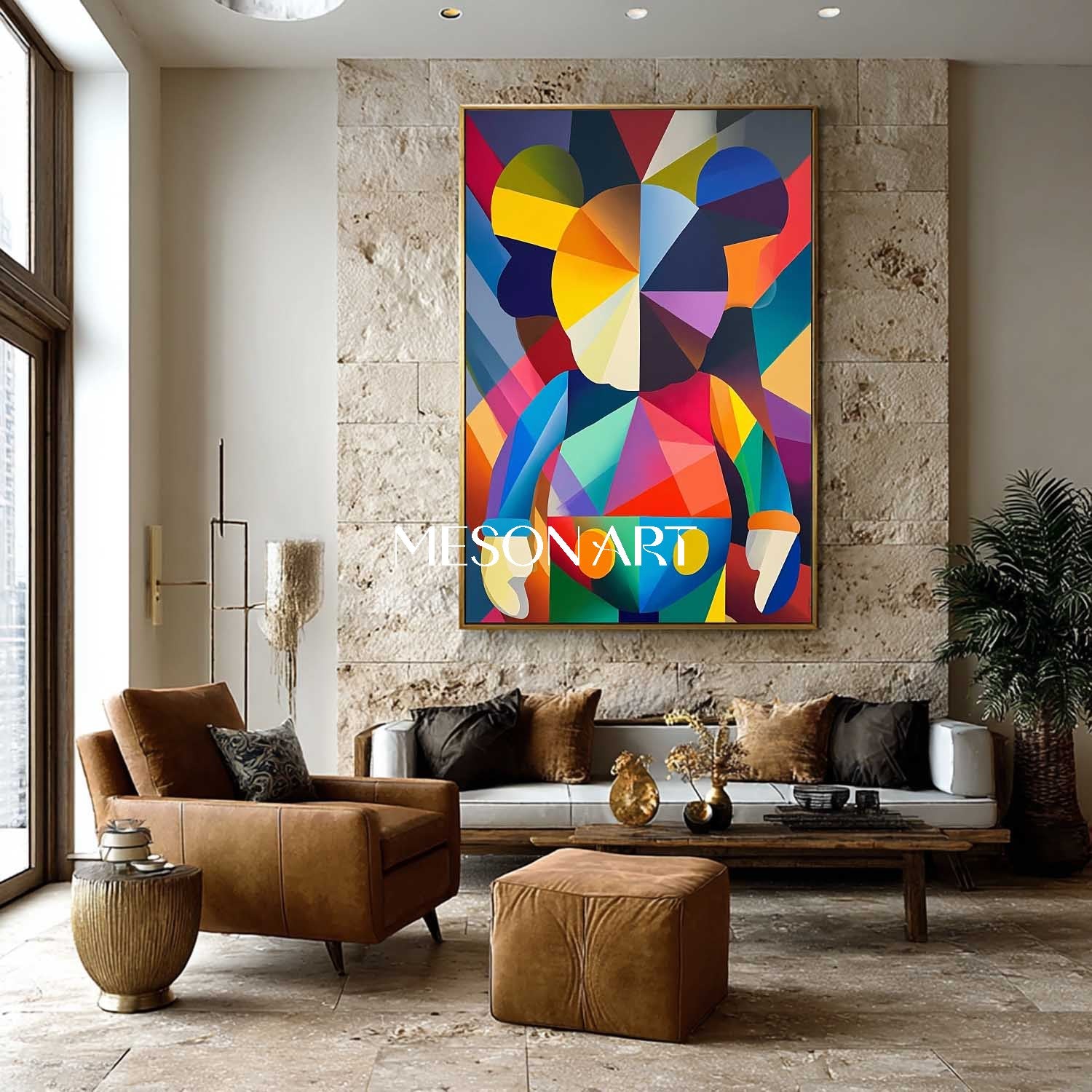 Large KAWS Vibrant Color Pop Abstract Artwork for Modern Wall Decor
