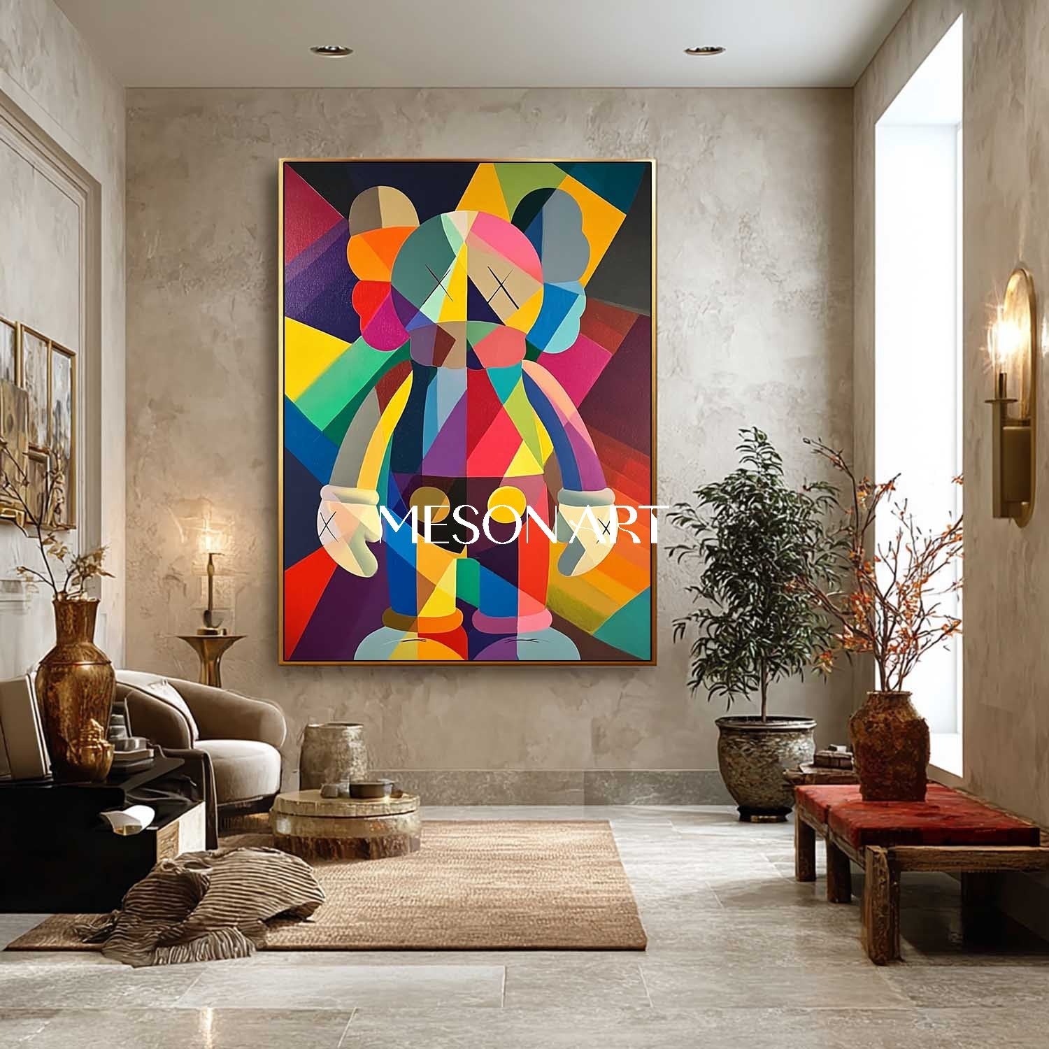 Buy KAWS Pop Abstract Painting Colorful Geometric Wall Art Living Room