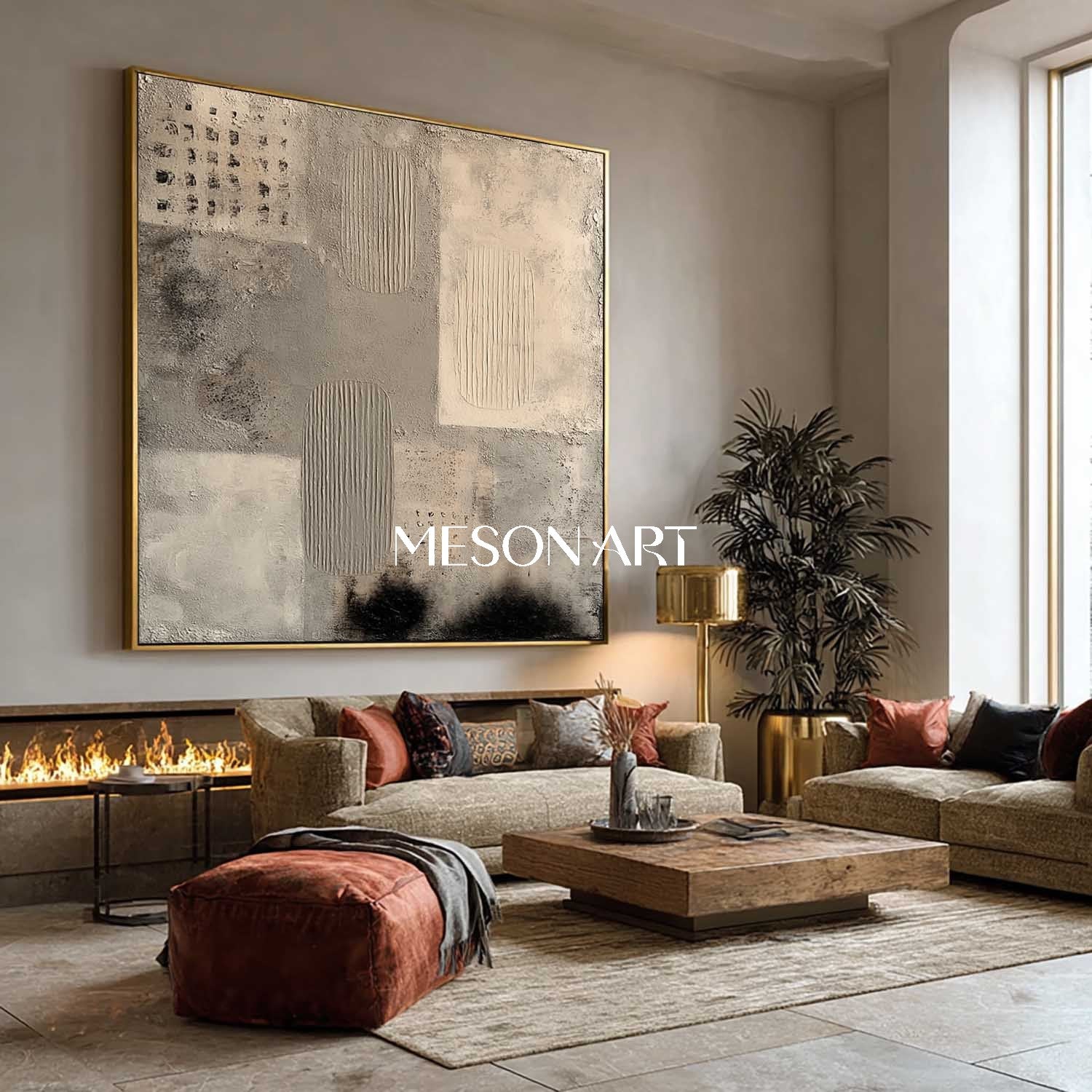 Modern Wabi-Sabi Textured Minimalist Canvas Hand-Painted Wall Art