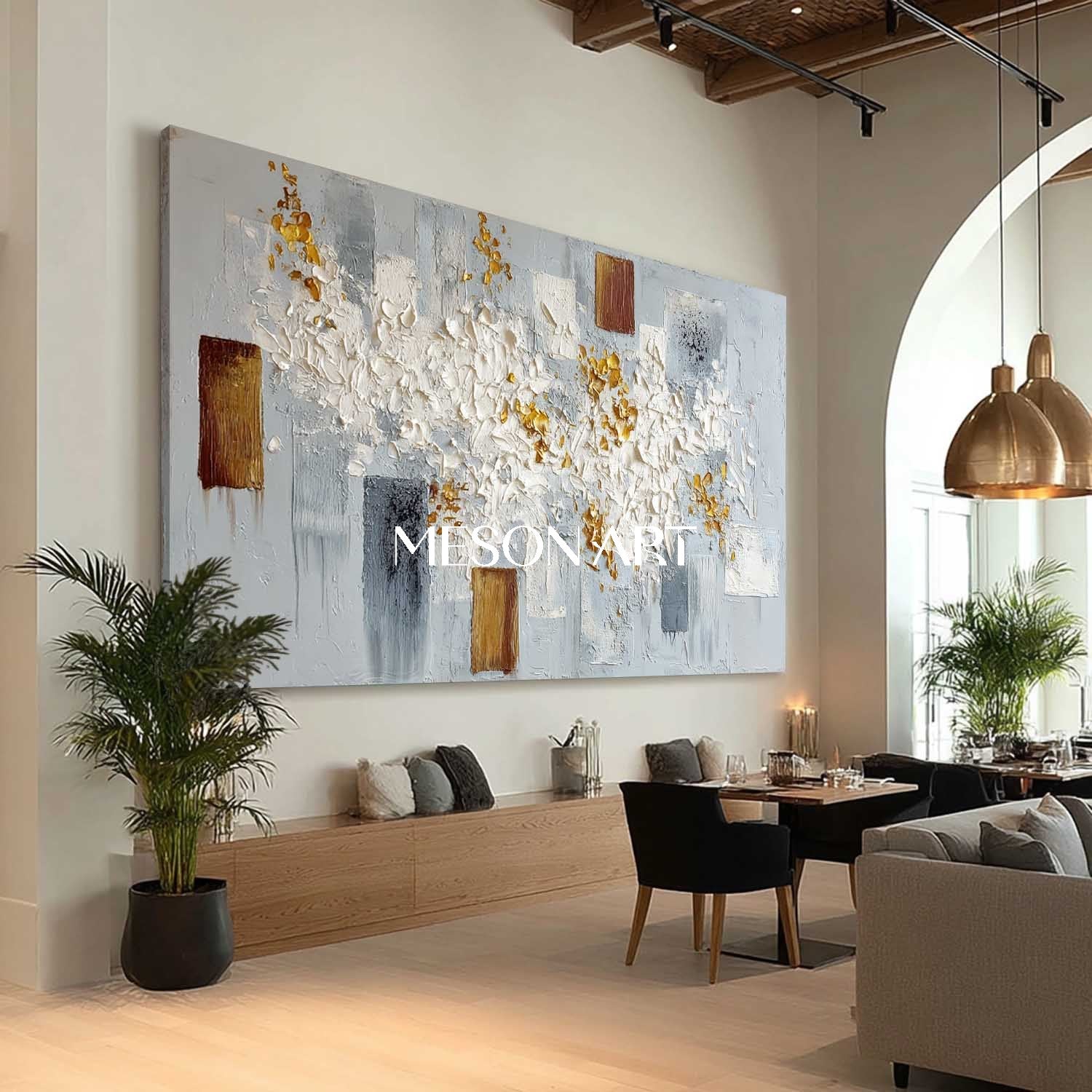 Oversized Contemporary Abstract Hand-Painted Wall Art for Living Room