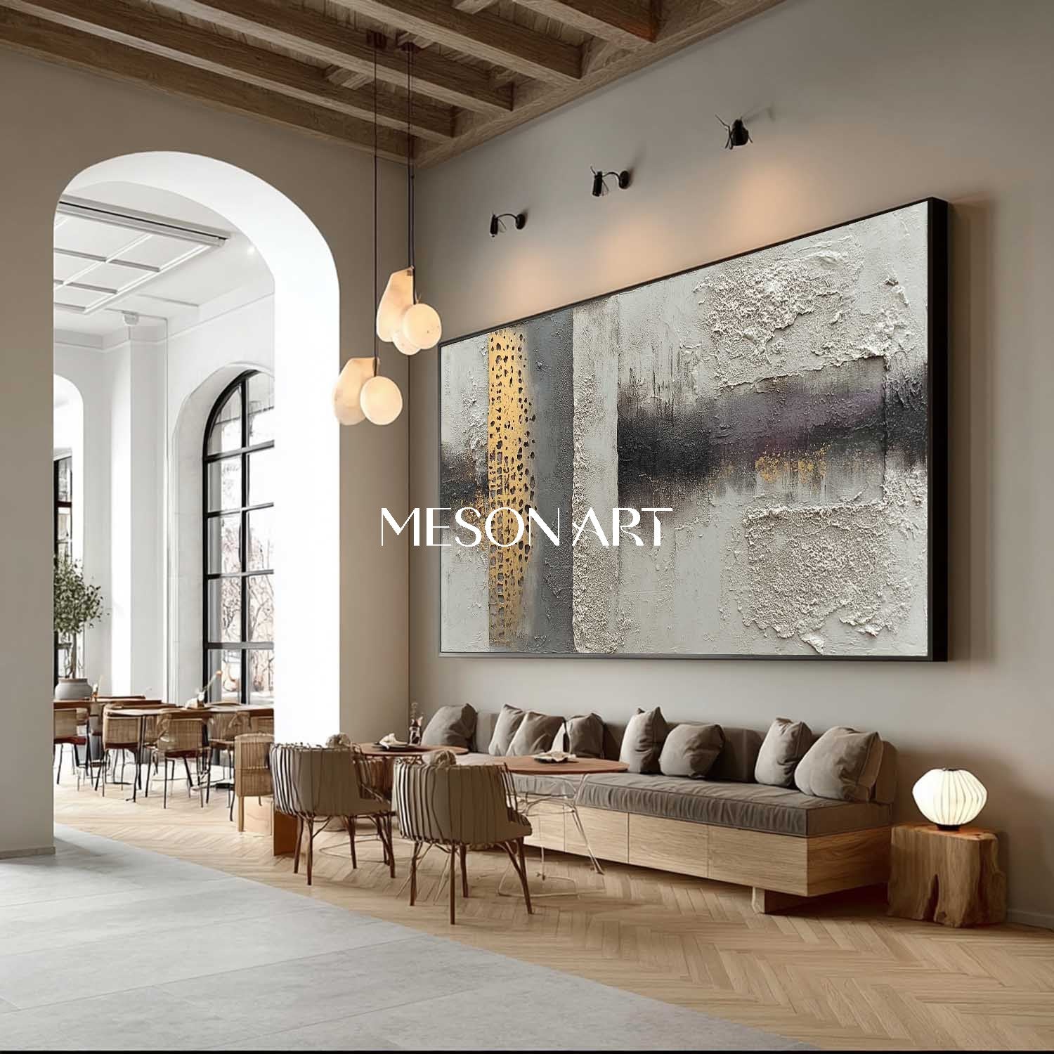 Luxury Gold Textured Wabi-Sabi Industrial Abstract Canvas Wall Art