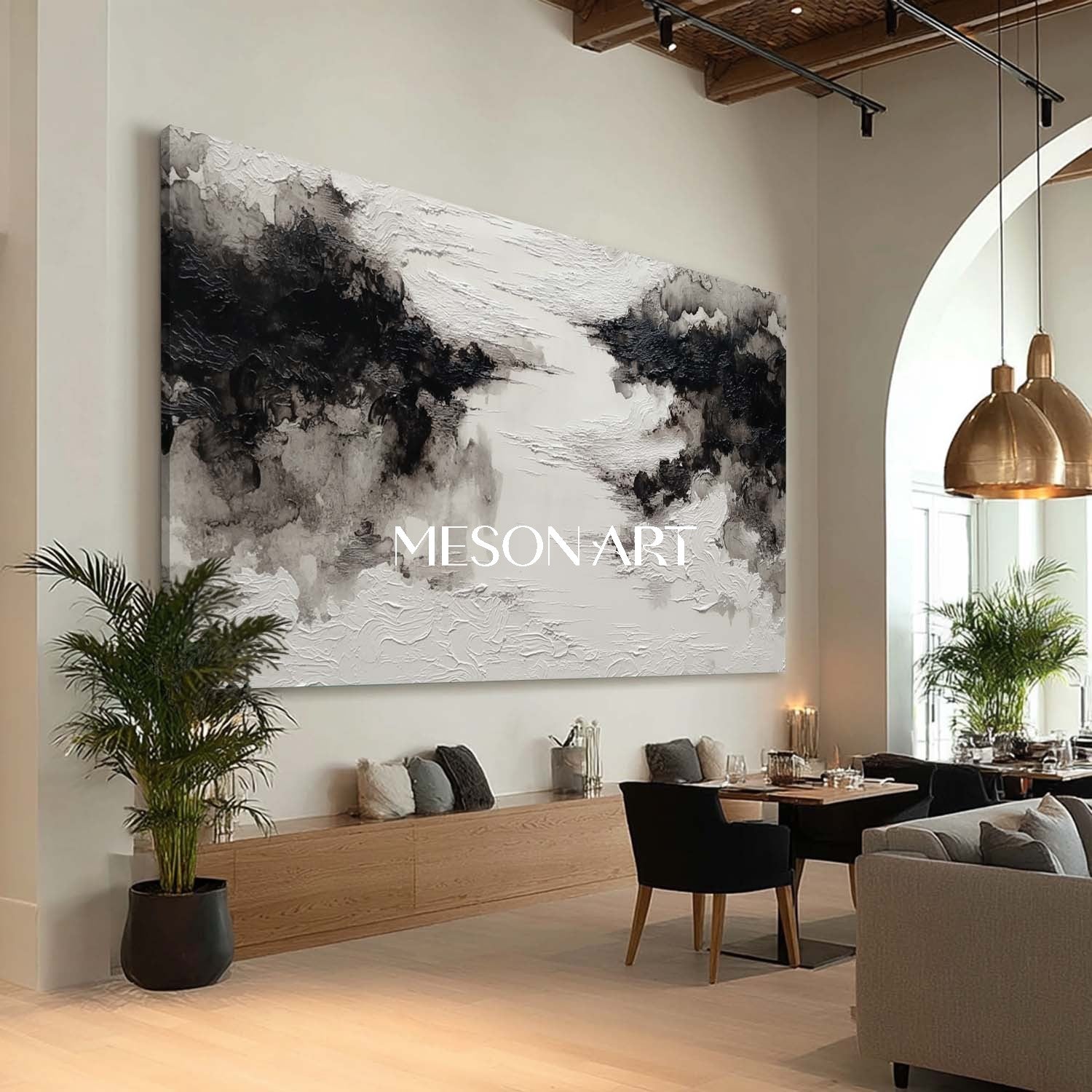 Shop Big Original Black White Wabi-Sabi Impasto Framed Canvas On Sale