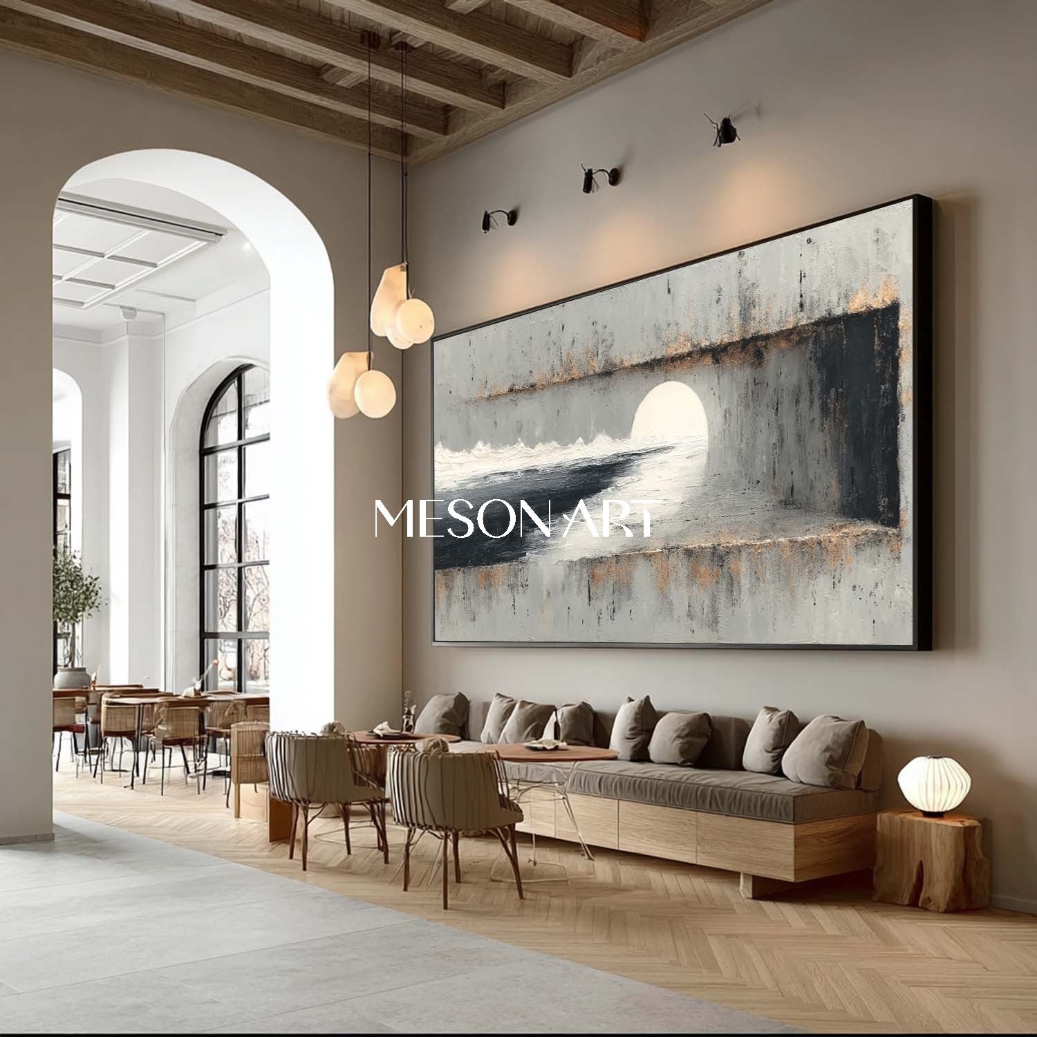 Oversized Wabi Sabi Abstract Painting Textured Canvas Framed Wall Art