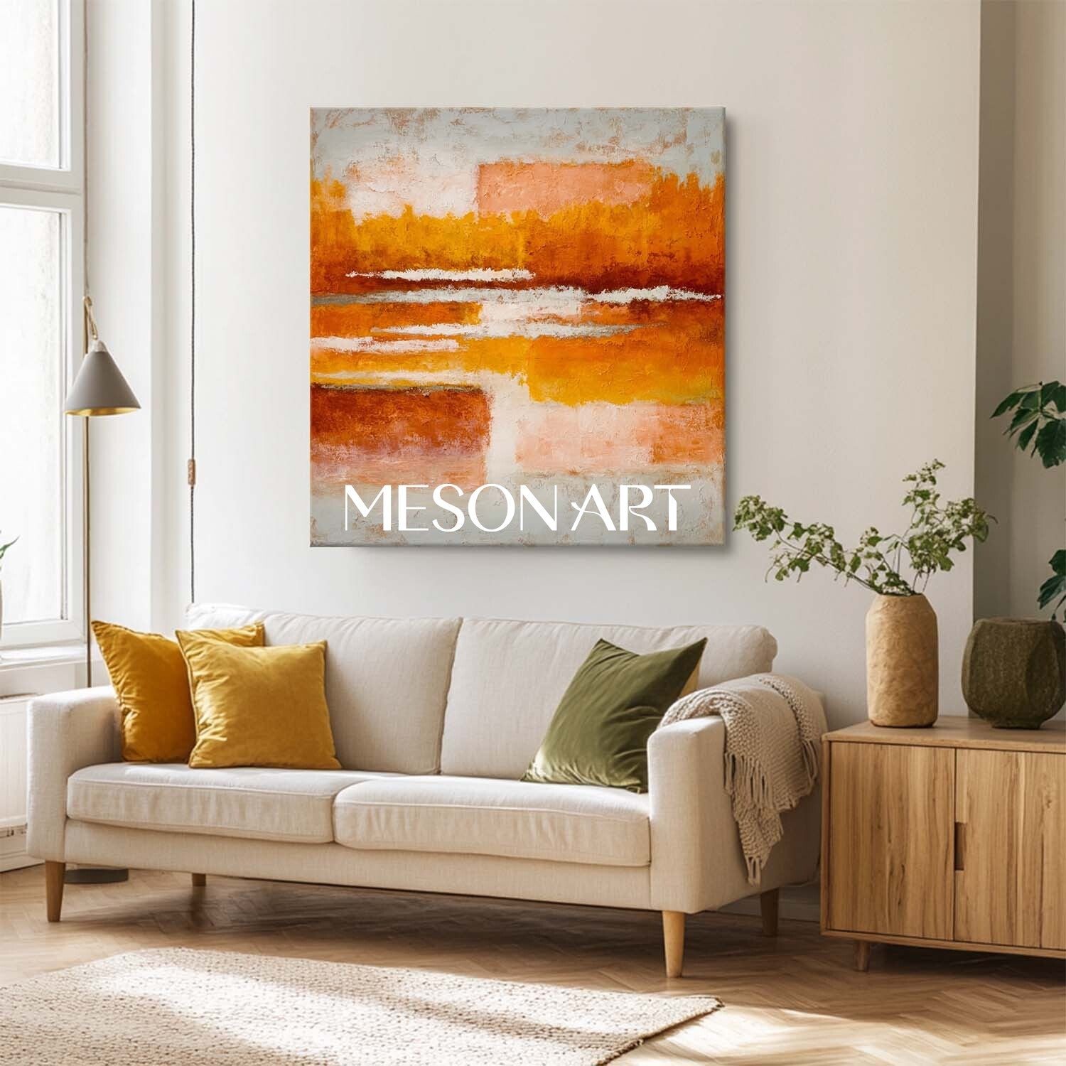 Abstract Fall Wall Art Autumn Color Large Textured Landscape Canvas