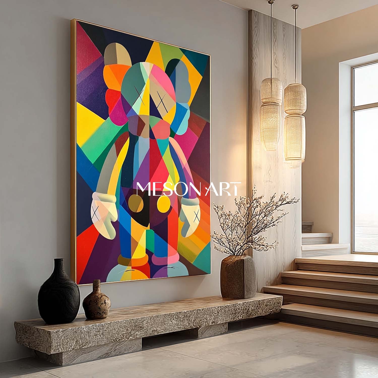 Buy KAWS Pop Abstract Painting Colorful Geometric Wall Art Living Room