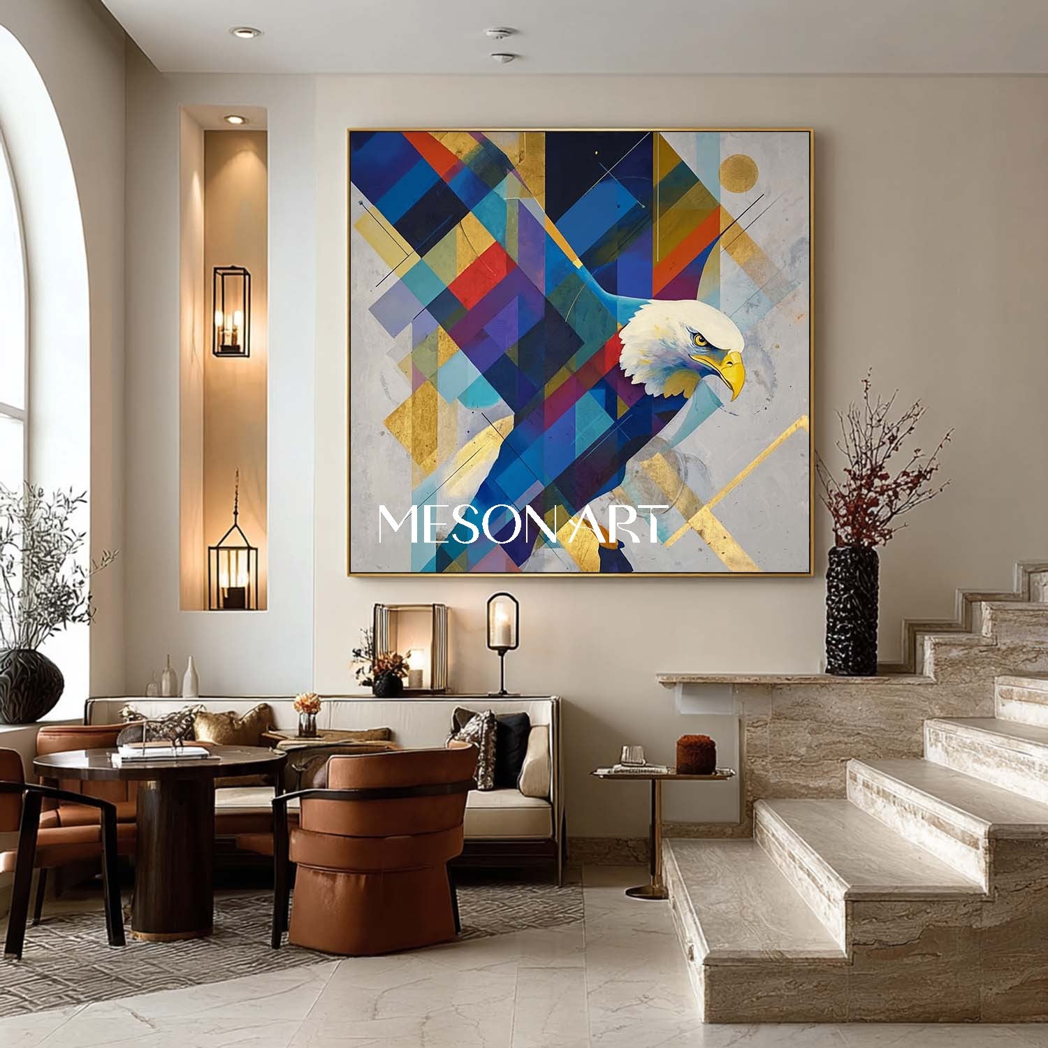 Buy Modern Abstract Eagle Wall Art Geometric Colorful Canvas Painting
