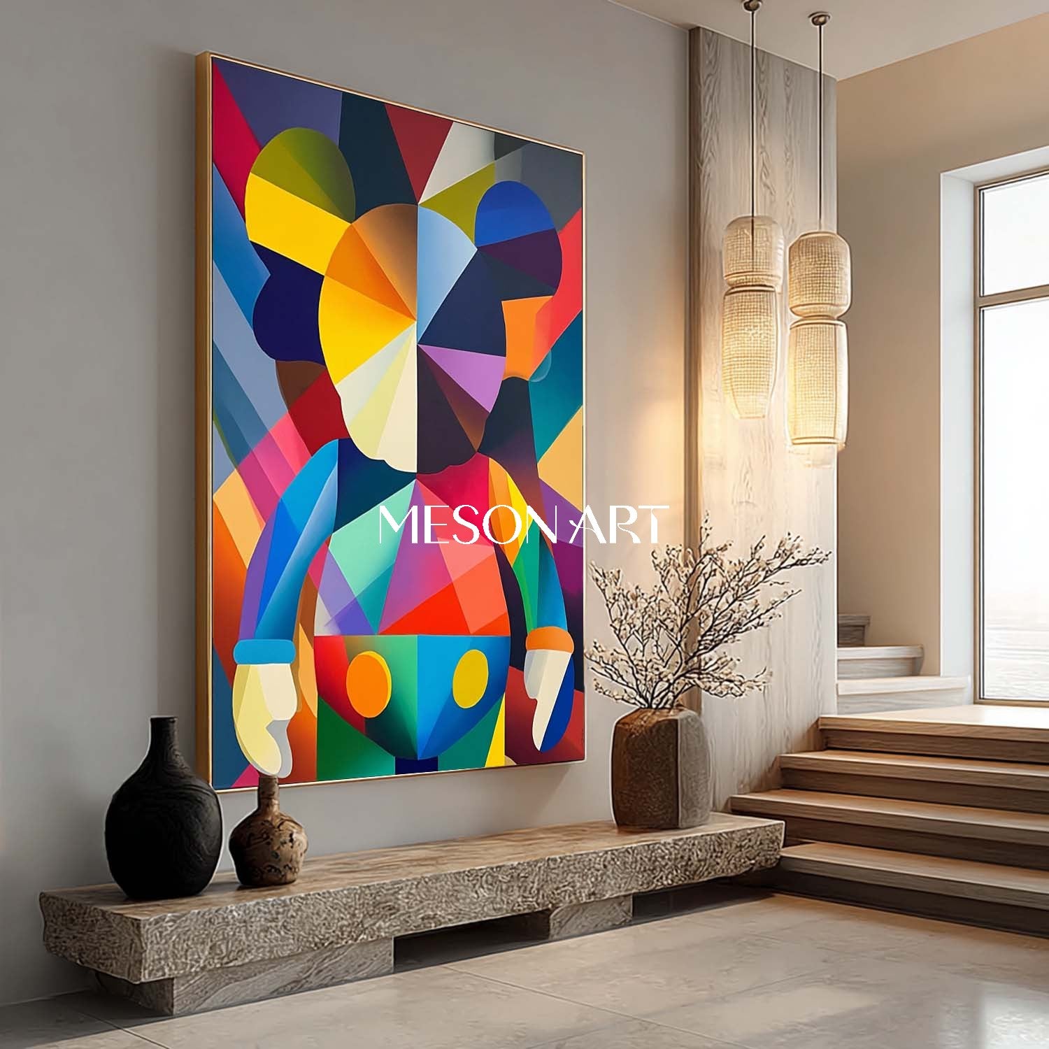 Large KAWS Vibrant Color Pop Abstract Artwork for Modern Wall Decor