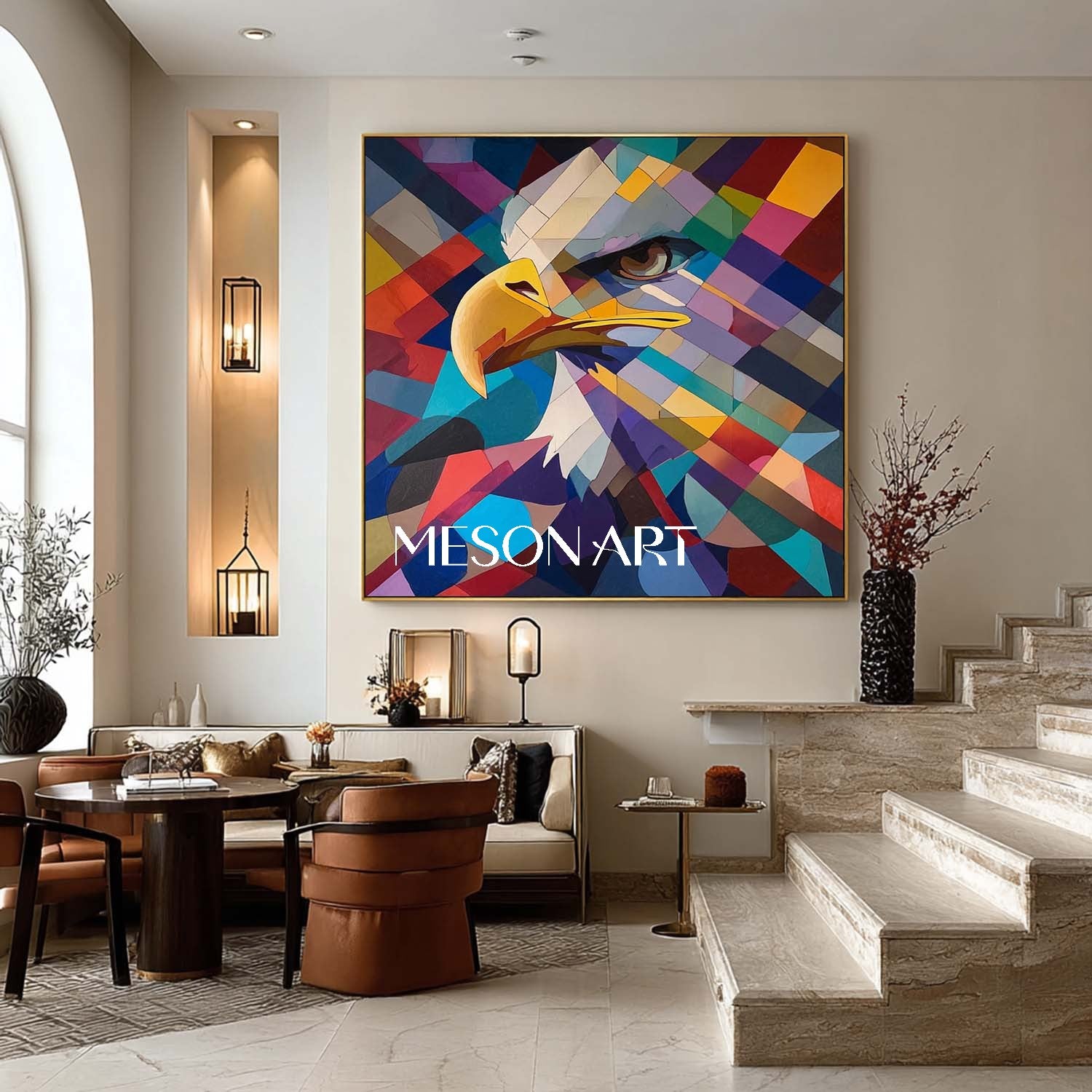 Shop Colorful Cubist Eagle Wall Art Modern Abstract Geometric Canvas