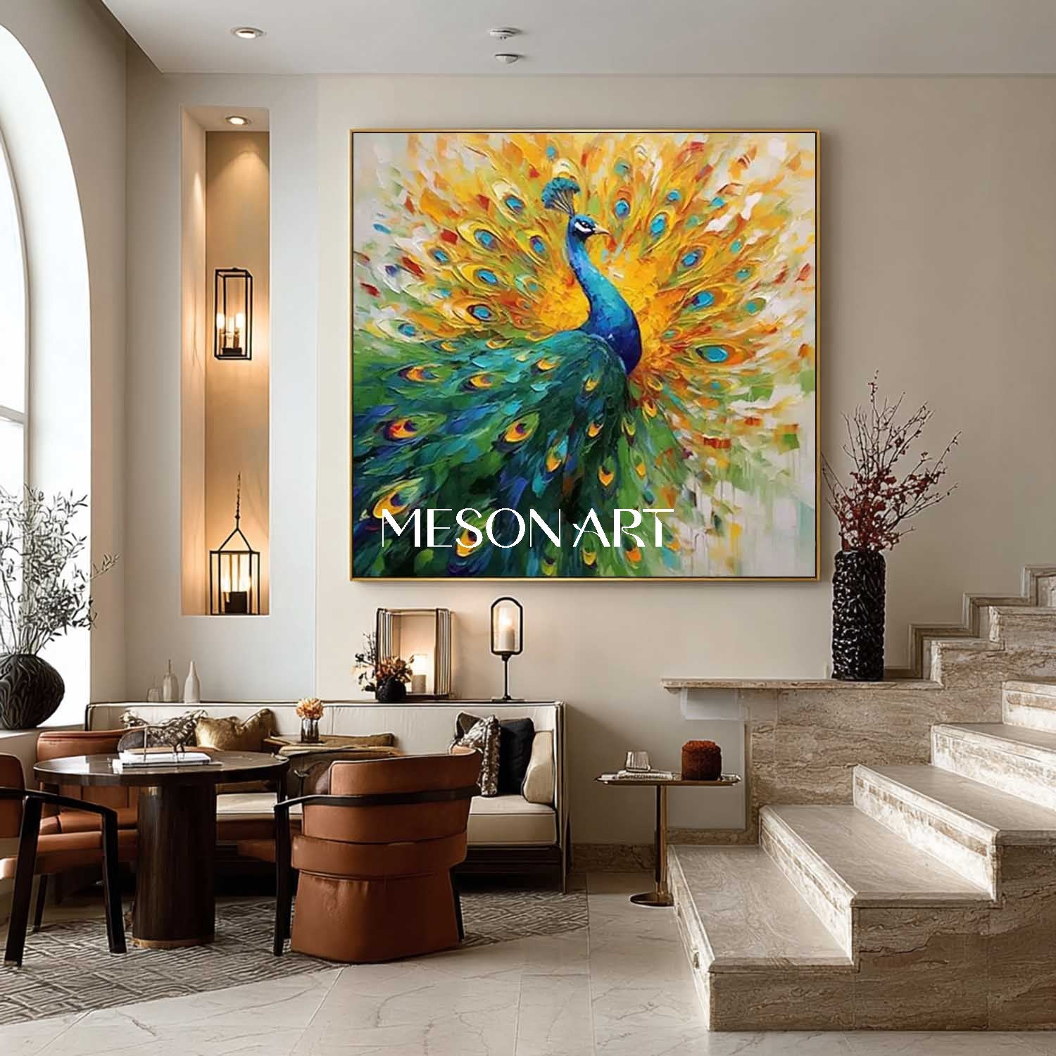 Shop Colorful Peacock Wall Art Modern Abstract Painting Vibrant Canvas