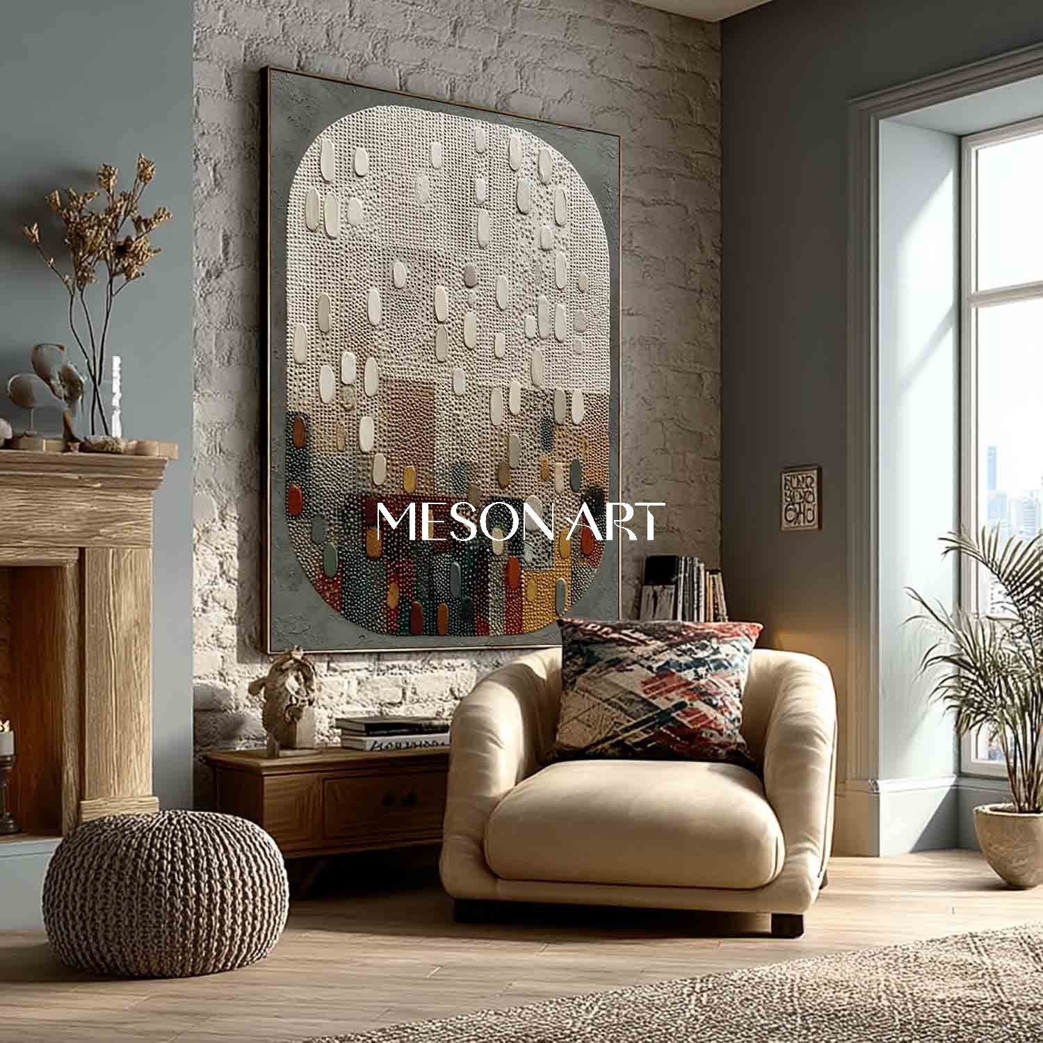 Contemporary Wabi-Sabi Textured Wall Art Colorful Neutral Square Decor