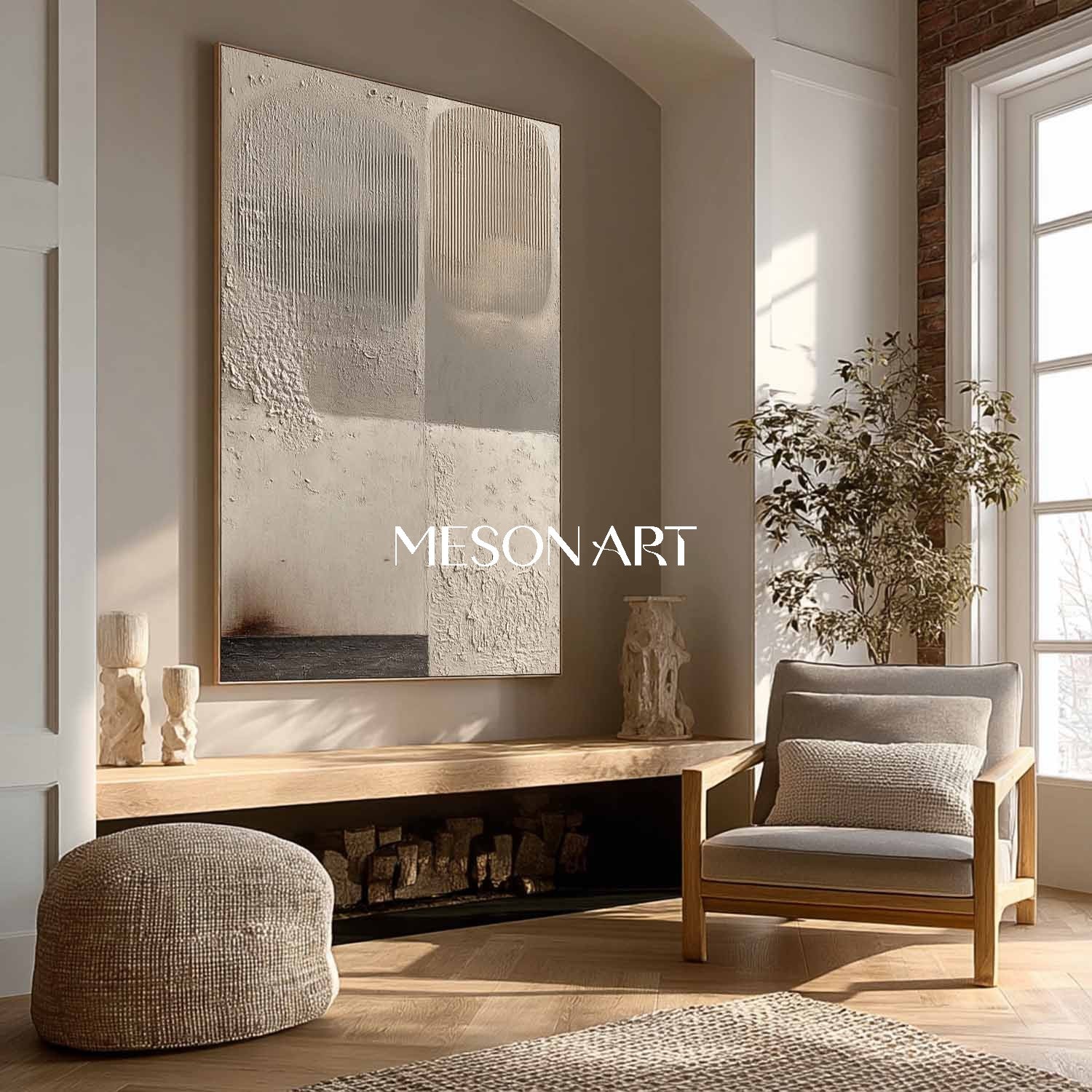 Handmade Textured Wabi-Sabi Minimalist Canvas Original Neutral Art