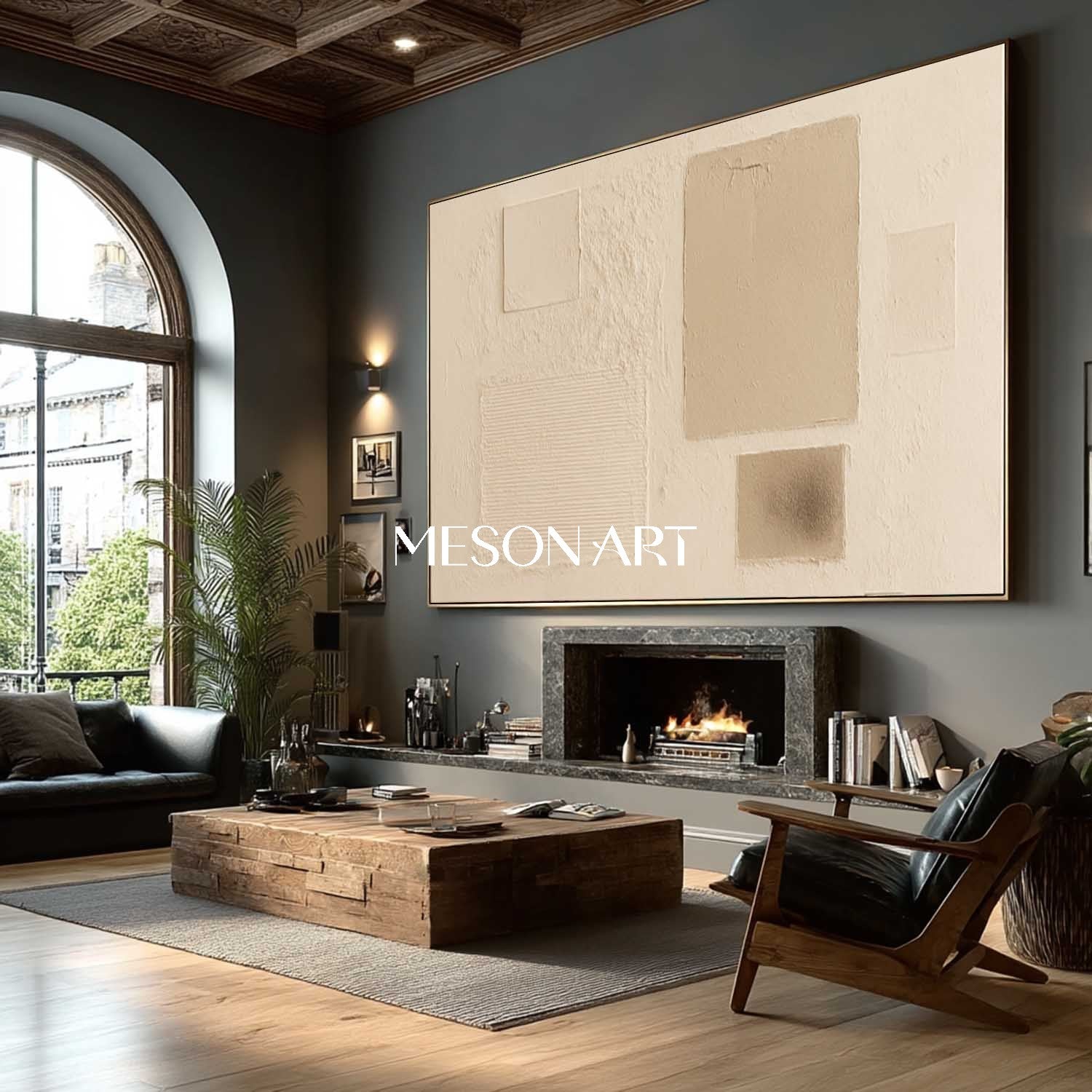 Buy Beige Hand Painted Textured Minimalist Art Entryway Wall Art Decor