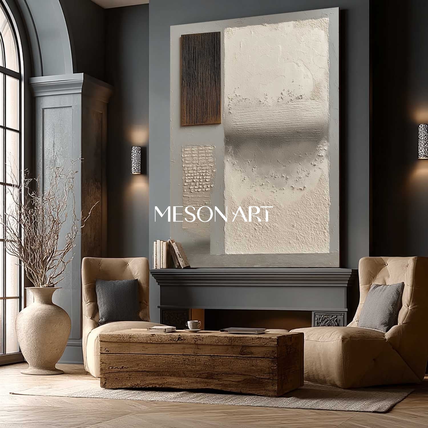 Wabi-Sabi Textured Abstract Canvas 24"Hx 20"W/ 61 x 51 CM Wall Art