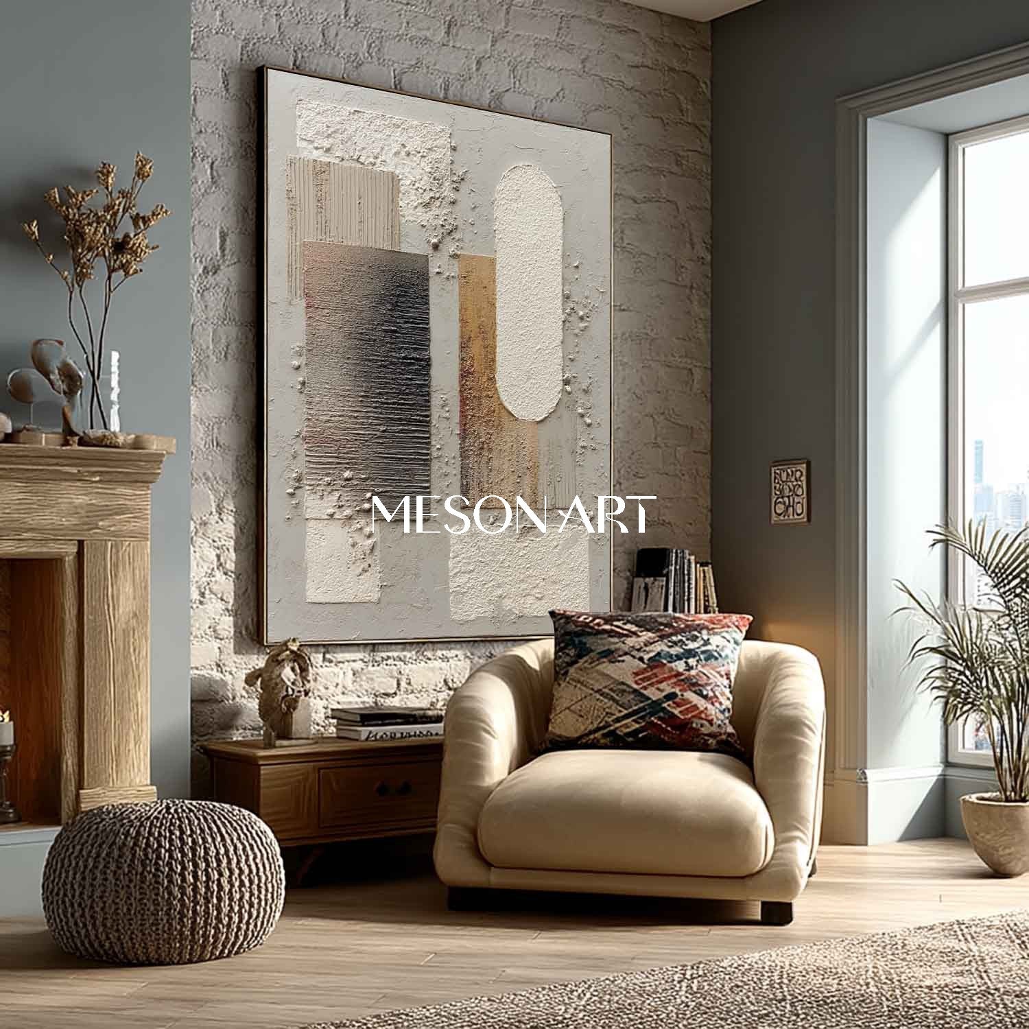 Buy Modern Textured Abstract Art Subtle Earth Tones Canvas Wall Decor