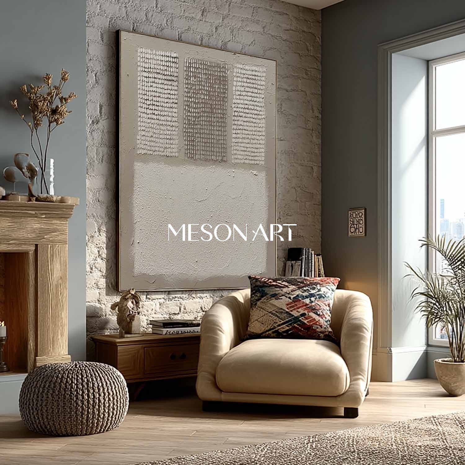 Shop Original Gray Wabi-Sabi Wall Art Neutral Color Painting Entryway