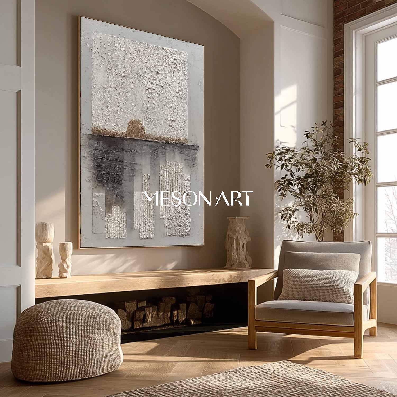 Minimalist Textured Wall Art Large Gray Canvas Entryway Wall Art Decor