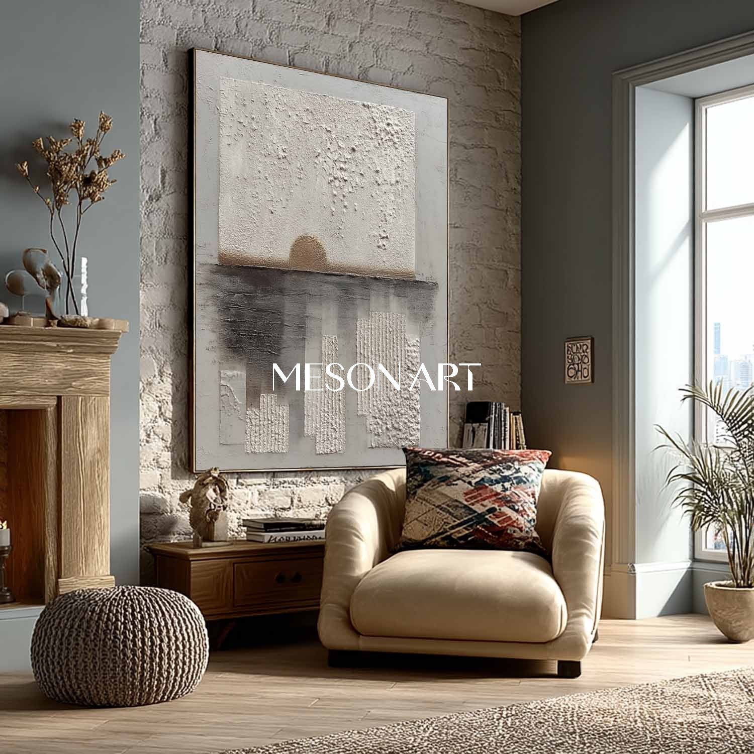 Minimalist Textured Wall Art Large Gray Canvas Entryway Wall Art Decor