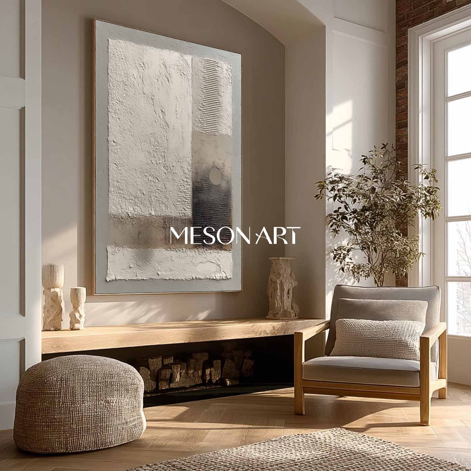 Heavy Textured Minimalist Abstract Oil Painting Wabi Sabi Wall Art