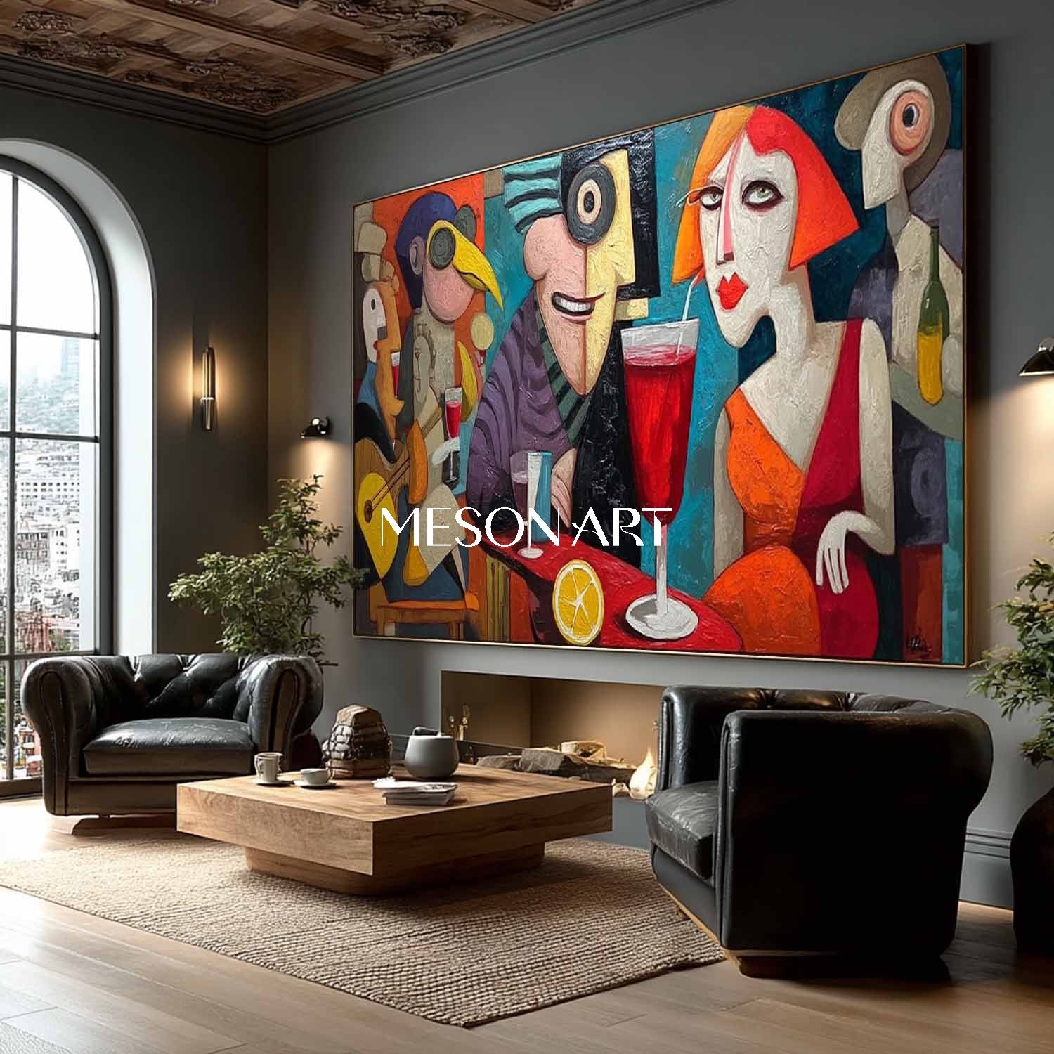 Order Large Panoramic Pop Art Painting for Living Room or Hotel Lobby