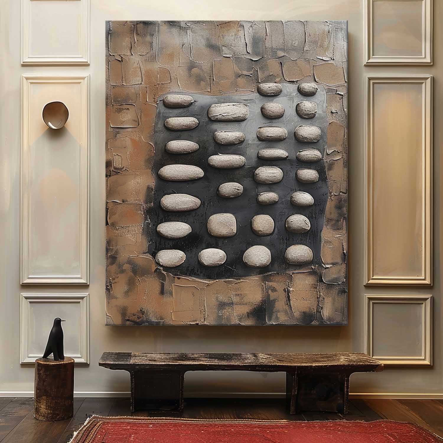 Large 3D Green and Grey Textured Painting Wabi-Sabi Art Green and Grey Abstract Wall Art