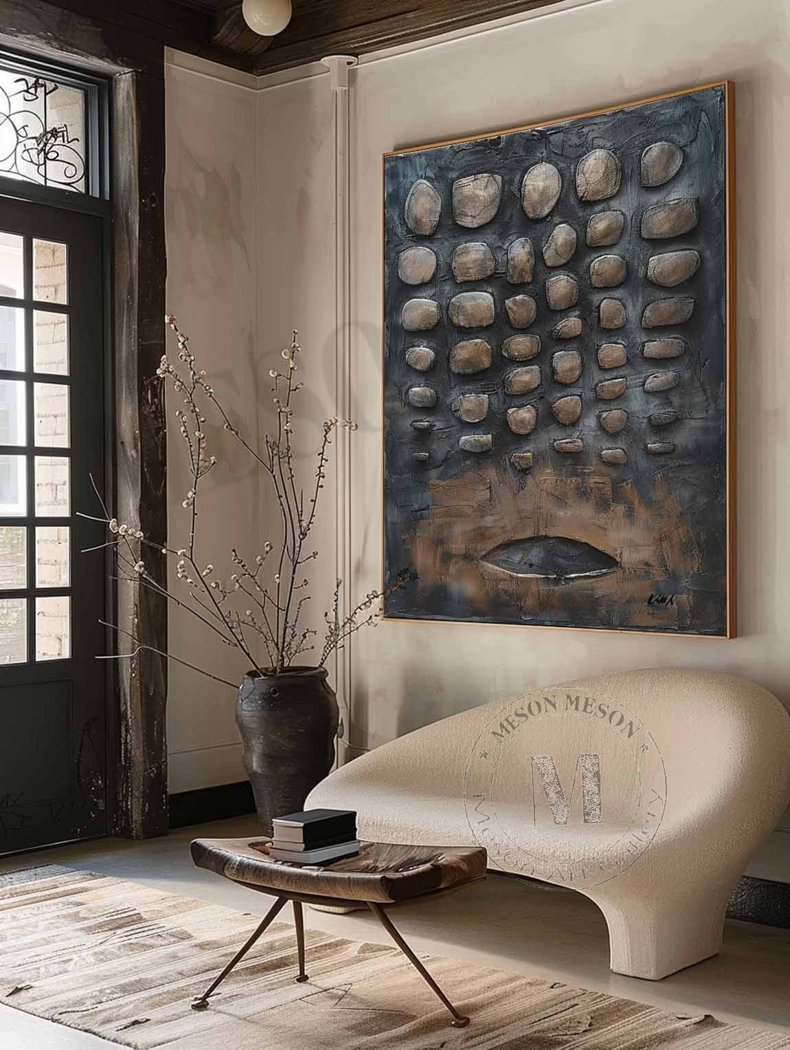 Large 3D Black Abstract Canvas Art for Sale Wabi Sabi Abstract Art Black Canvas Wall Painting