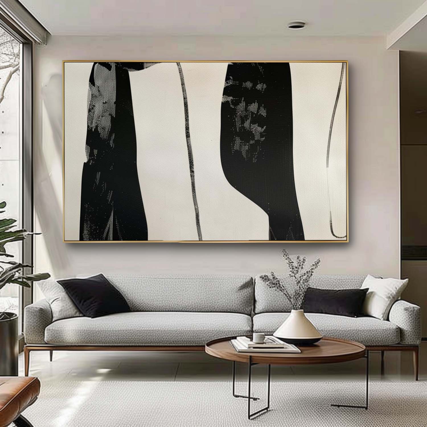 Large Black and White Minimalist Abstract Art for Sale Black and White Abstract Canvas Wall Art Decor