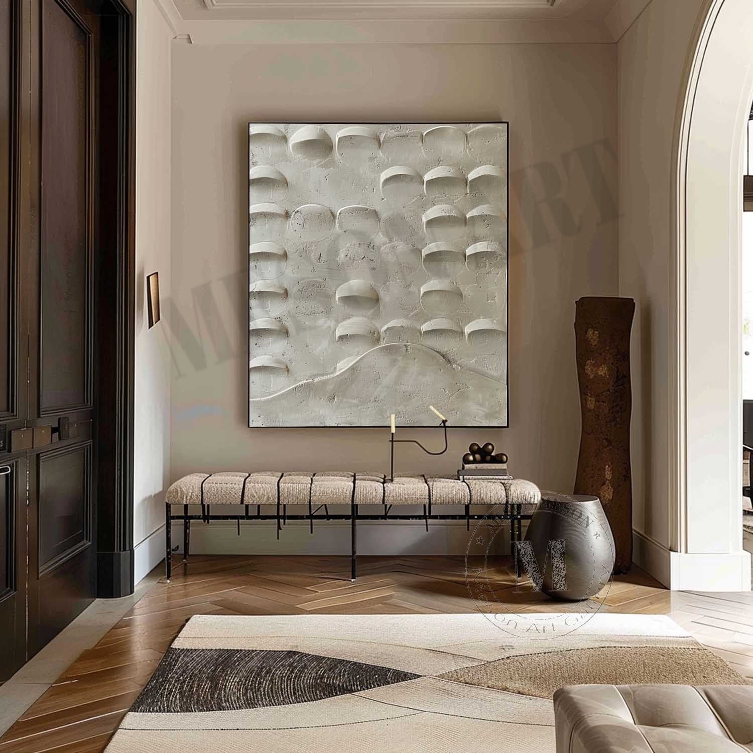 3D Beige Plaster Texture Canvas Art for Sale Beige Plaster Minimalist Abstract Canvas Wall Painting