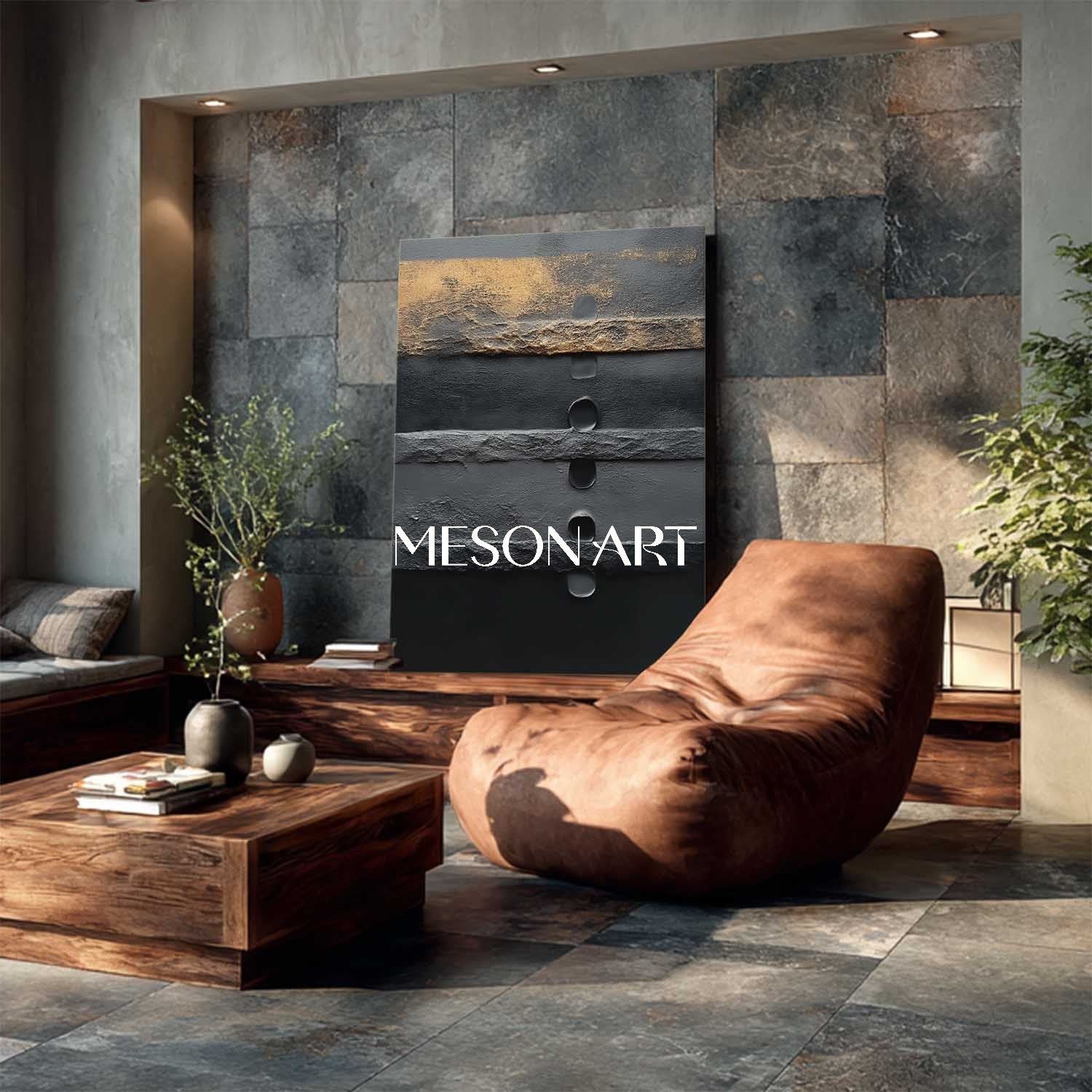 Buy Large Impasto Black Abstract Oil Painting for Living Room Wall Art