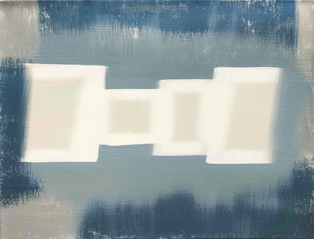 Large Modern White and Blue Abstract Canvas Wall Decor White and Blue Abstract Art for Sale