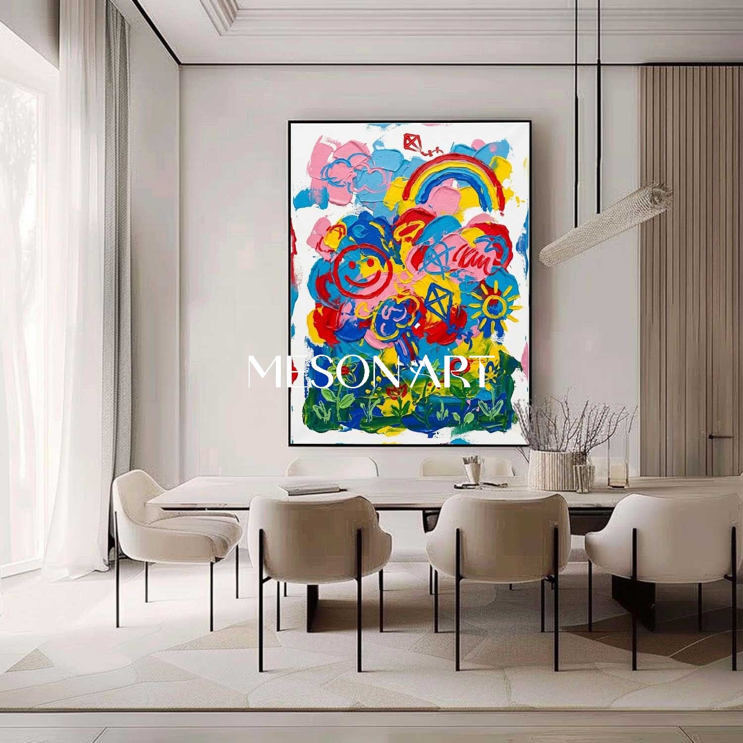 Original Rainbow Wall Art Modern Pop Art Canvas Painting Colorful Contemporary Artwork