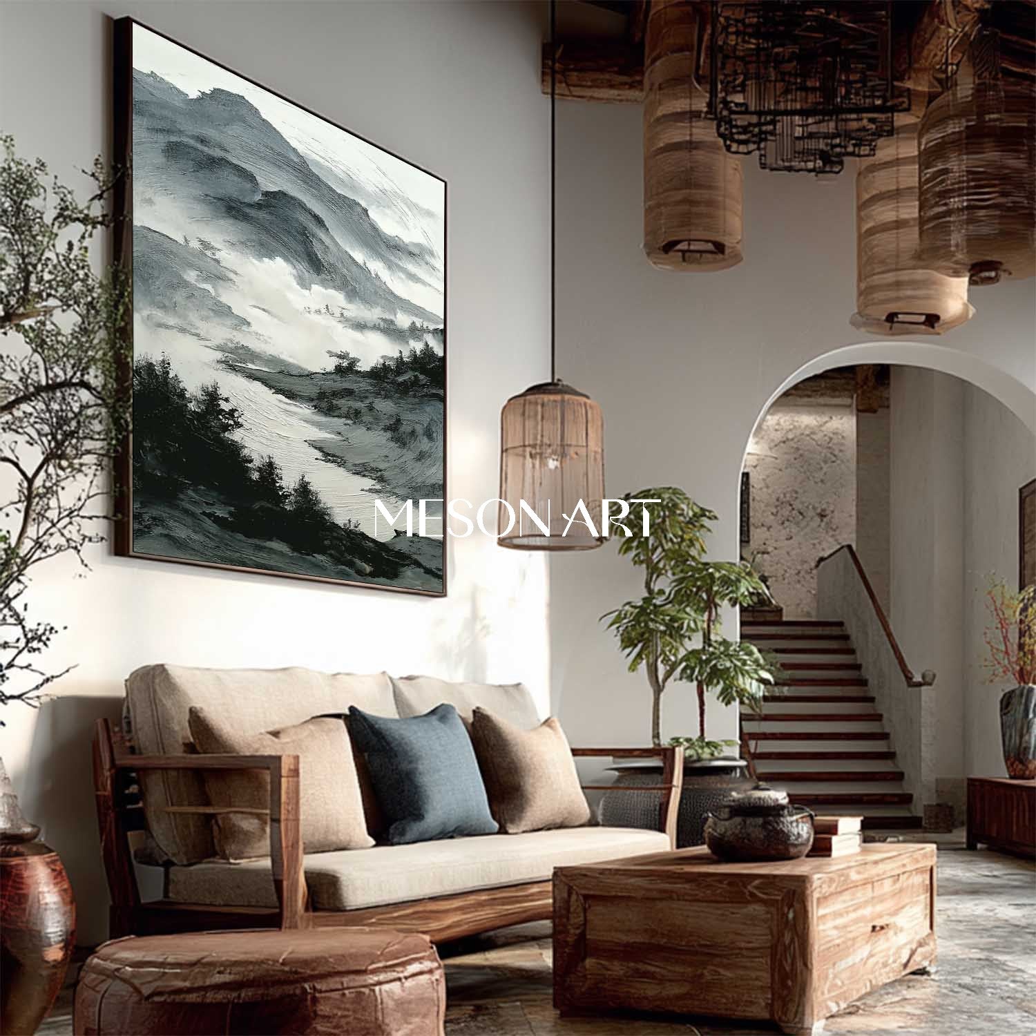 Buy Original White Black Wabi-Sabi Abstract Landscape Texture Wall Art