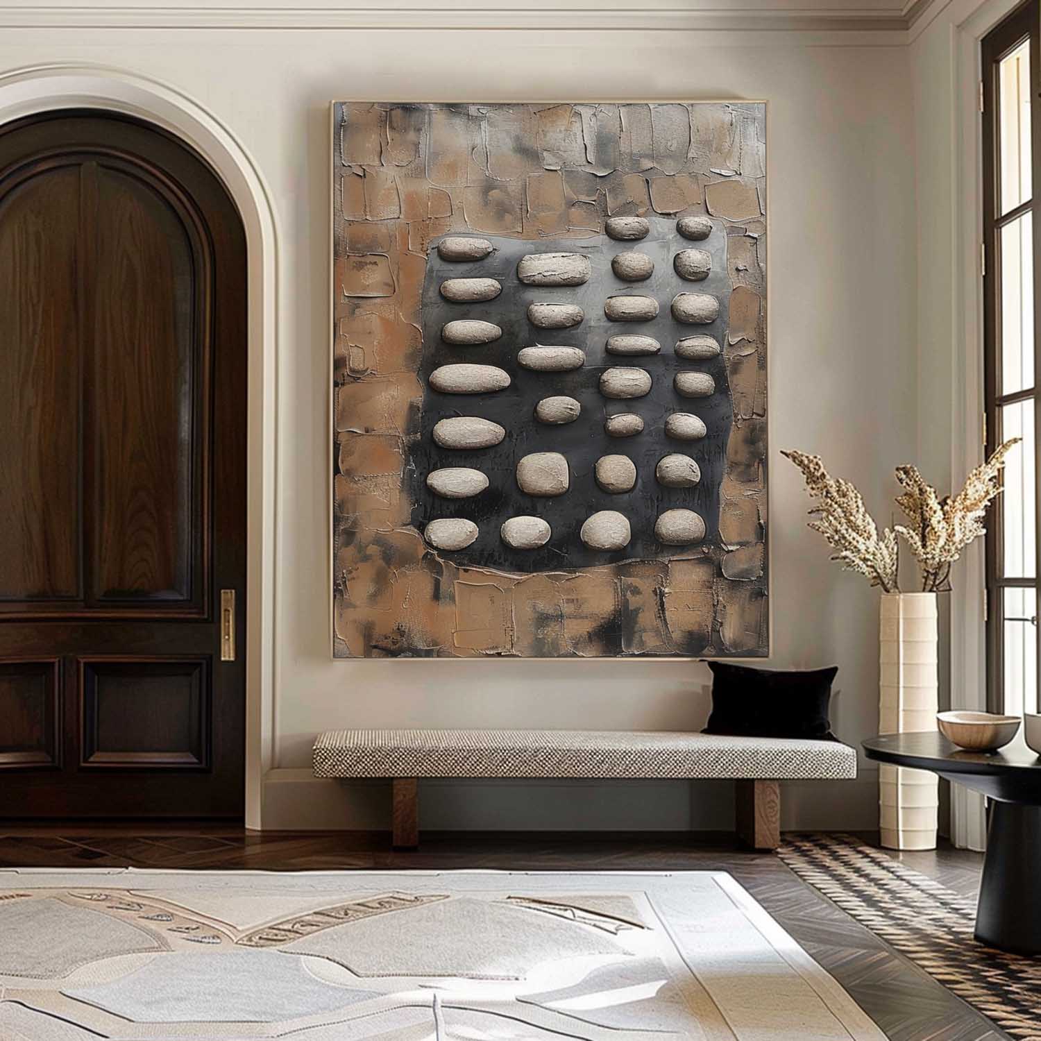 Large 3D Green and Grey Textured Painting Wabi-Sabi Art Green and Grey Abstract Wall Art