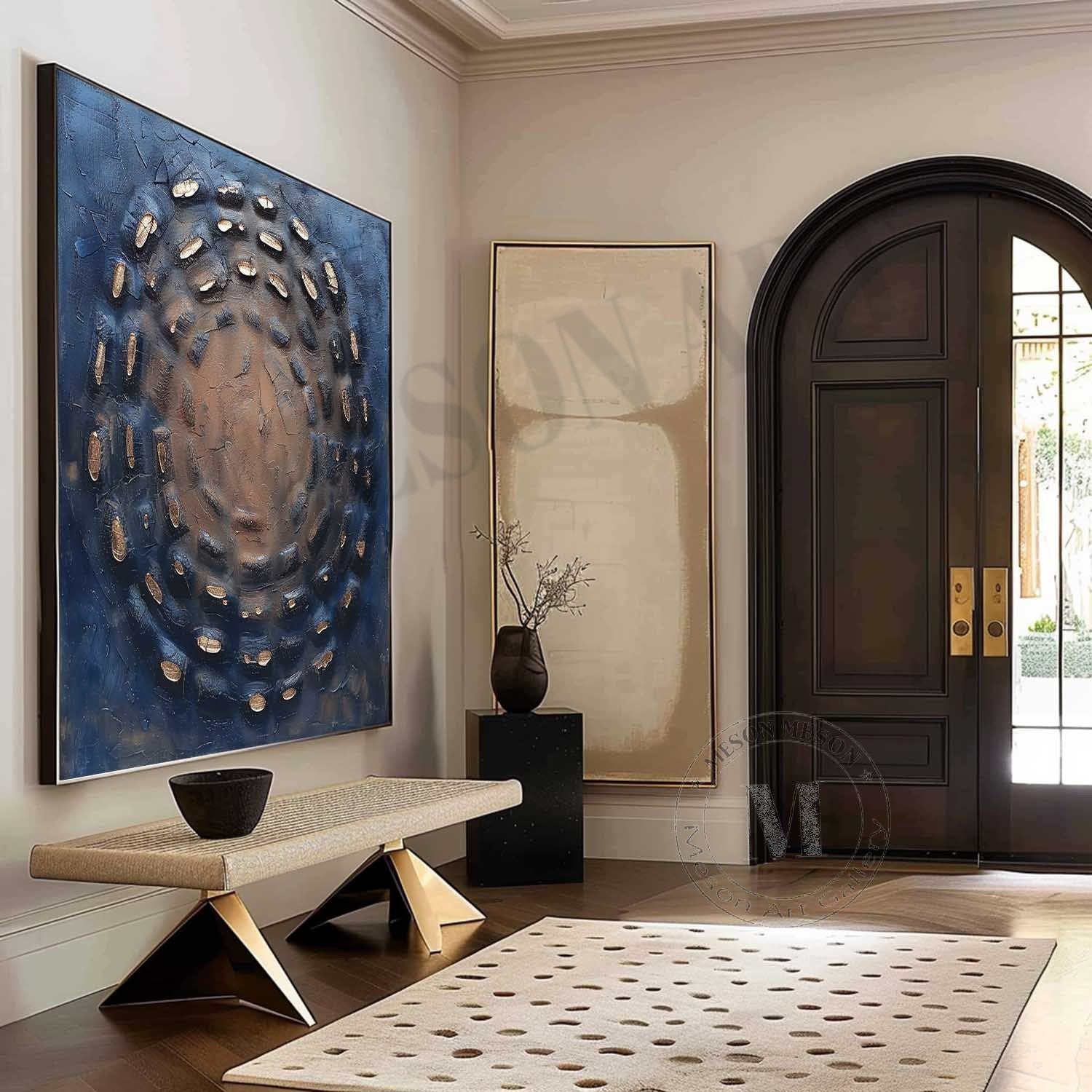 Large 3D Blue Abstract Canvas Art for Sale Wabi Sabi Abstract Art Blue Canvas Wall Painting