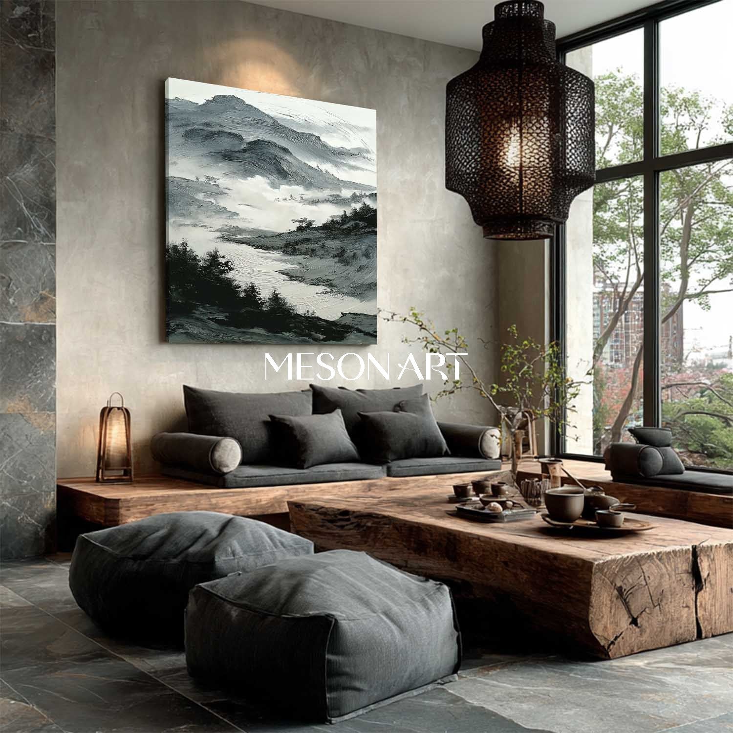 Buy Original White Black Wabi-Sabi Abstract Landscape Texture Wall Art