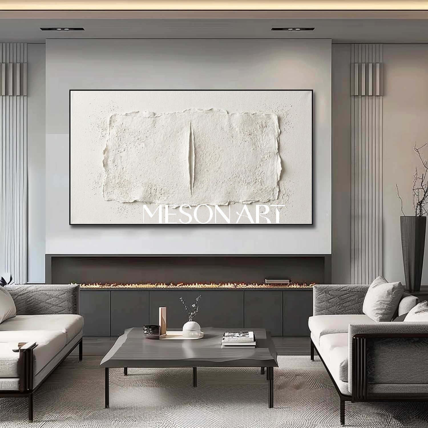 Large Floating Abstract Plaster Art, Textured Canvas For Home Office, Wabi-Sabi Wall Painting Decor