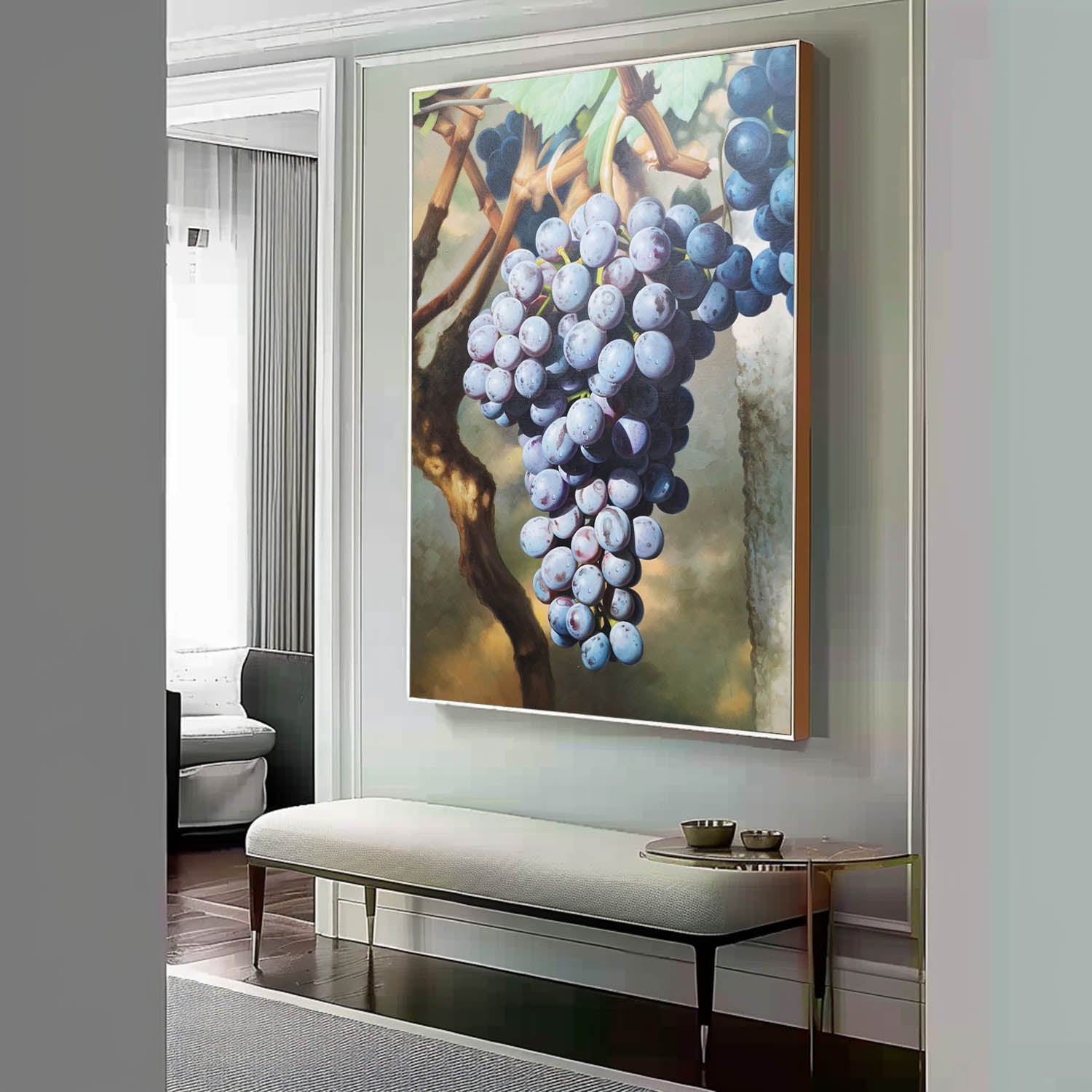 Grape Realistic Art Purple Grape Realistic Canvas Oil Painting Super Realistic Grape Art Grapes Wall Art