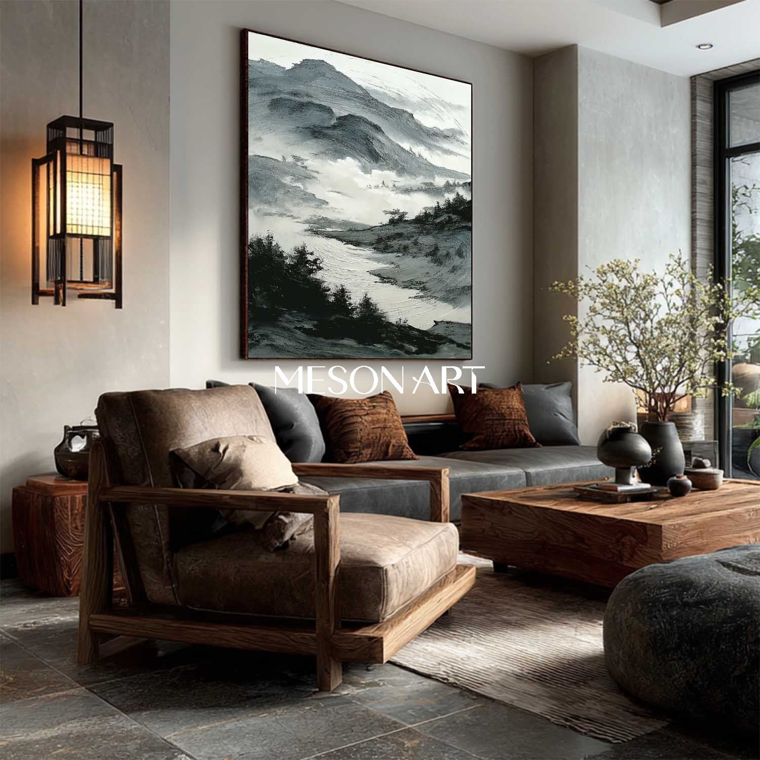 Buy Original White Black Wabi-Sabi Abstract Landscape Texture Wall Art