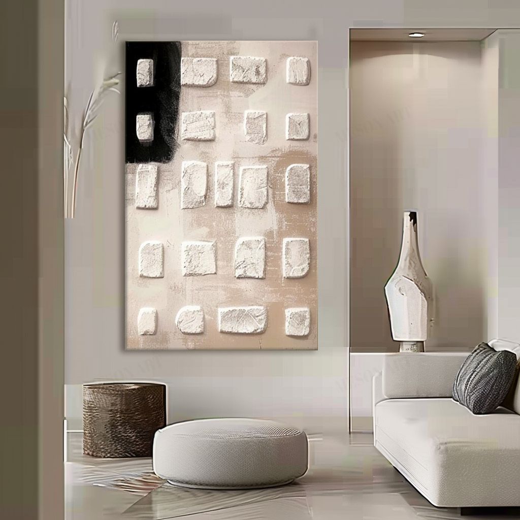 Large 3D Grey and Black Abstract Art for Sale Grey and Black Texture Painting Grey and Brown Abstract Canvas Wall Art Wabi Sabi Art