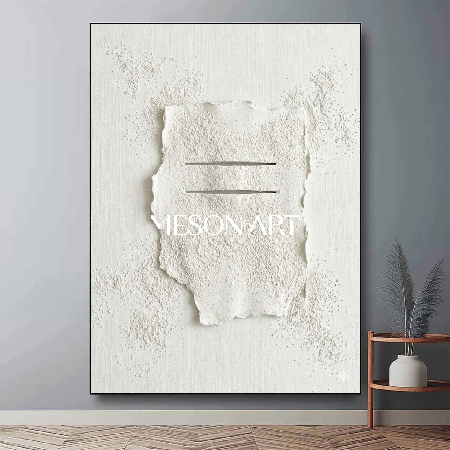 Contemporary Nordic Style Textured Wall Hanging, Modern Living Room Art, Large Hand-Painted Plaster Relief