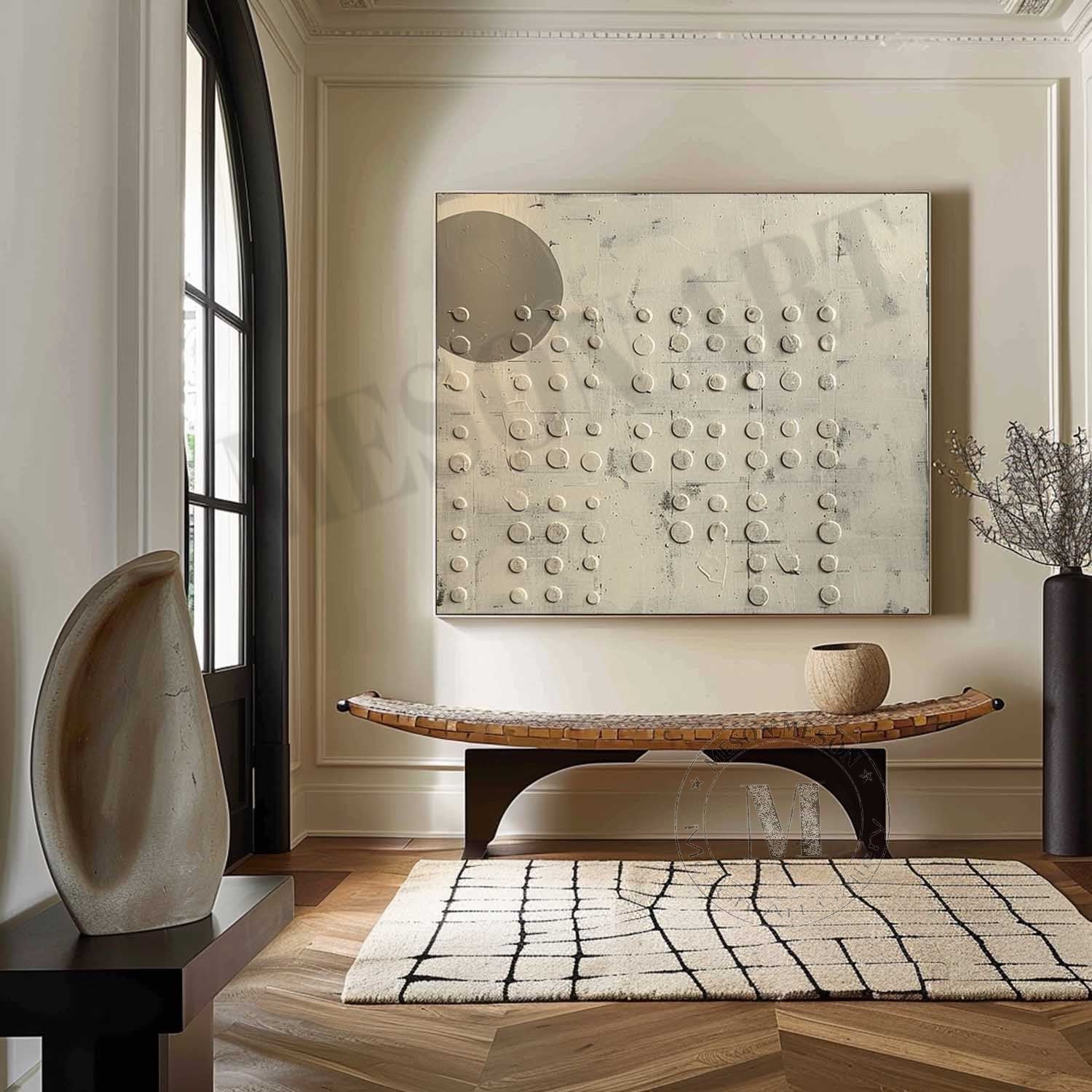 3D Beige Minimalist Abstract Art Canvas for Sale Wabi Sabi Wall Decor Beige Minimalist Texture Painting