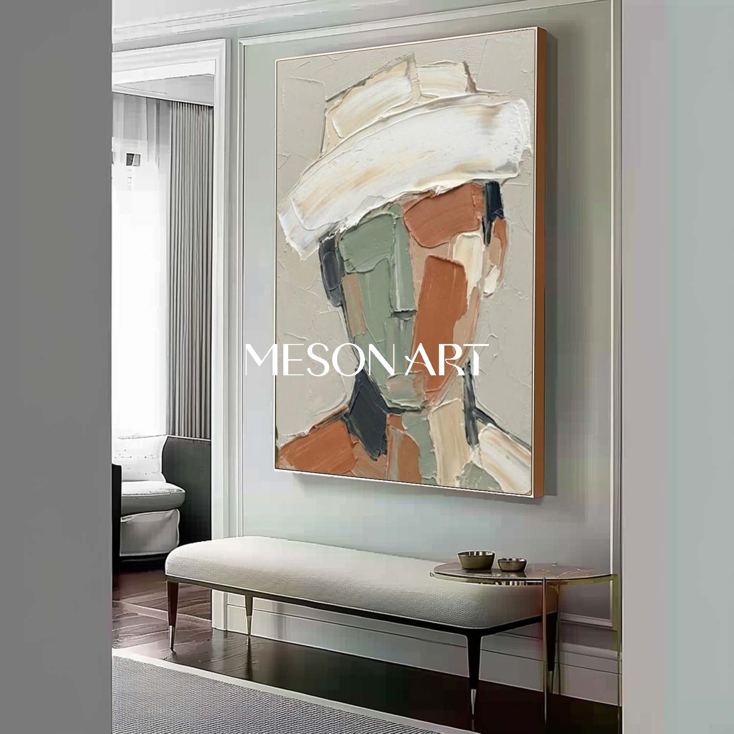Abstract Portrait Canvas Art Contemporary Home Design Art Gallery Quality Textured Decor