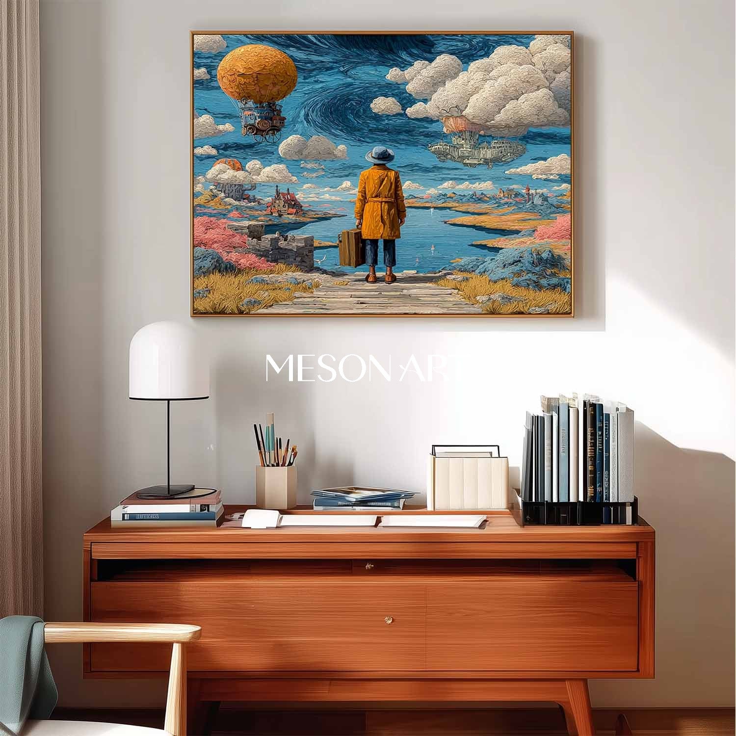 Voyager’s Horizon Surreal Art Handmade Painting Living Room Wall Decor