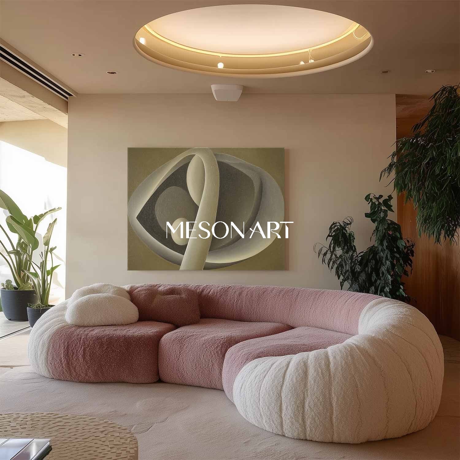 Large Minimalist Taupe Gray Original Painting Dining Room Wall Art Decor