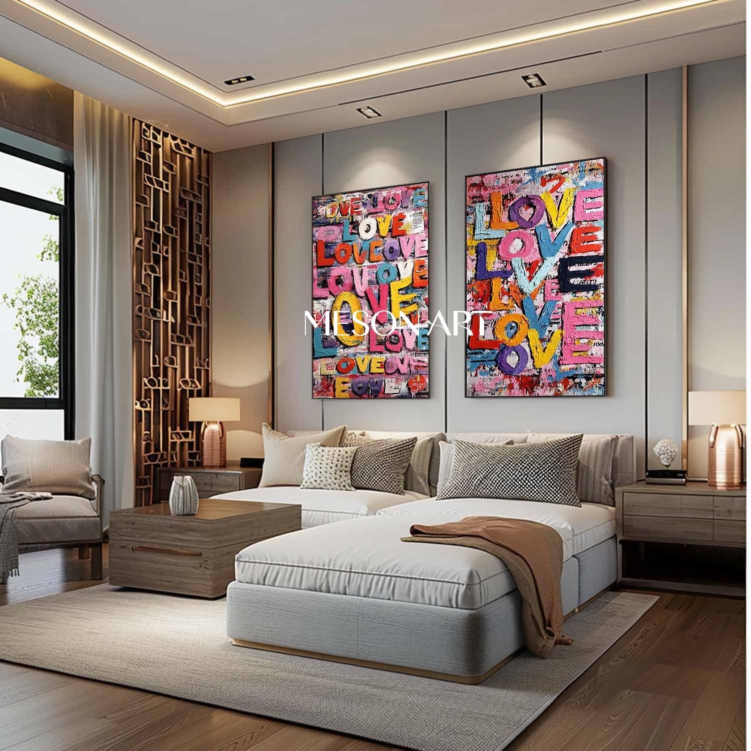 Large 2-piece LOVE wall art decoration New house decoration ideas Valentine's Day LOVE art gift