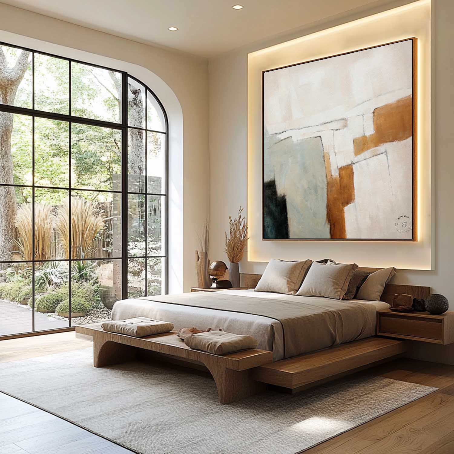 Beige Abstract Art Canvas for Sale Beige Minimalist Painting Wabi-Sabi Wall Art