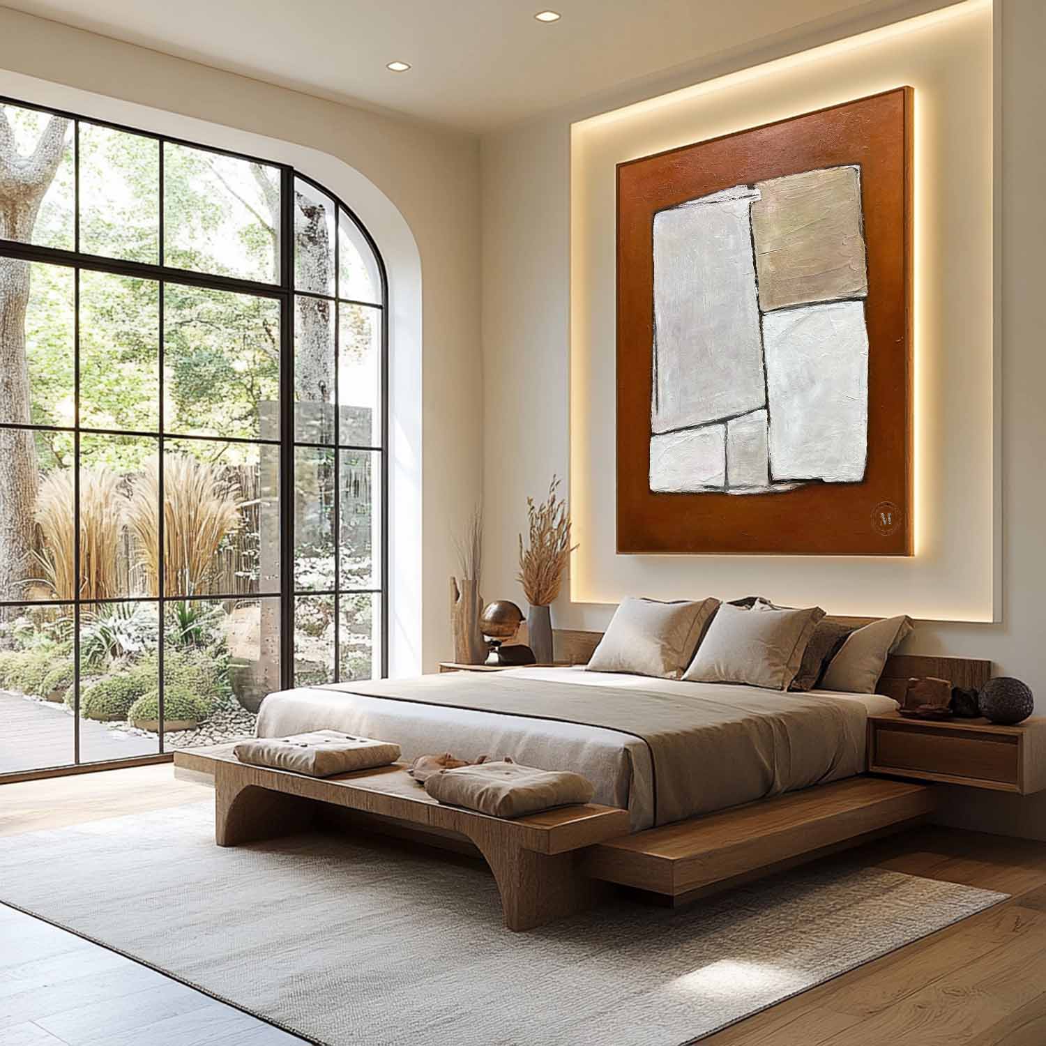 Large Brown Minimalism Abstract Art Canvas Selling Brown Texture Wall Decor Mural