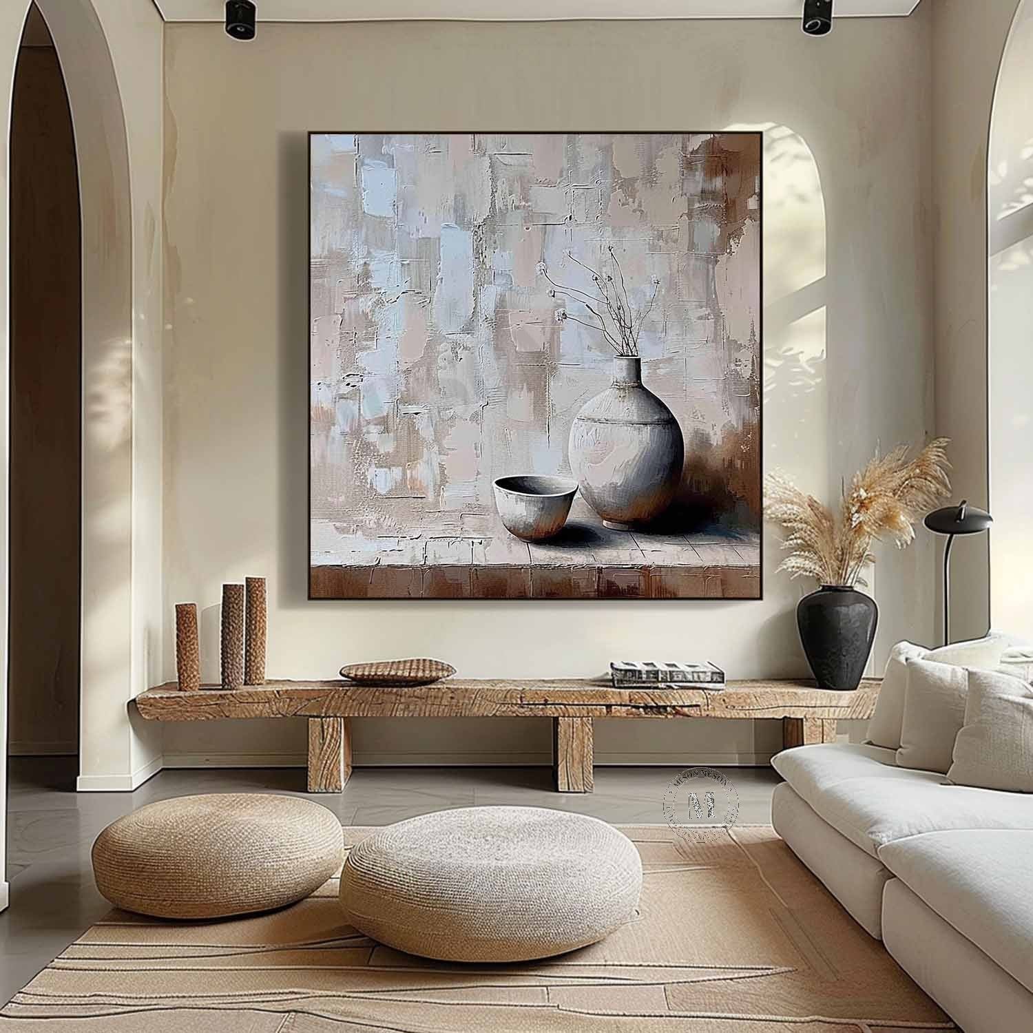 Gray Clay Pot Painting Gray Clay Pot Art Gray Clay Pot Canvas Wall Art for Sale