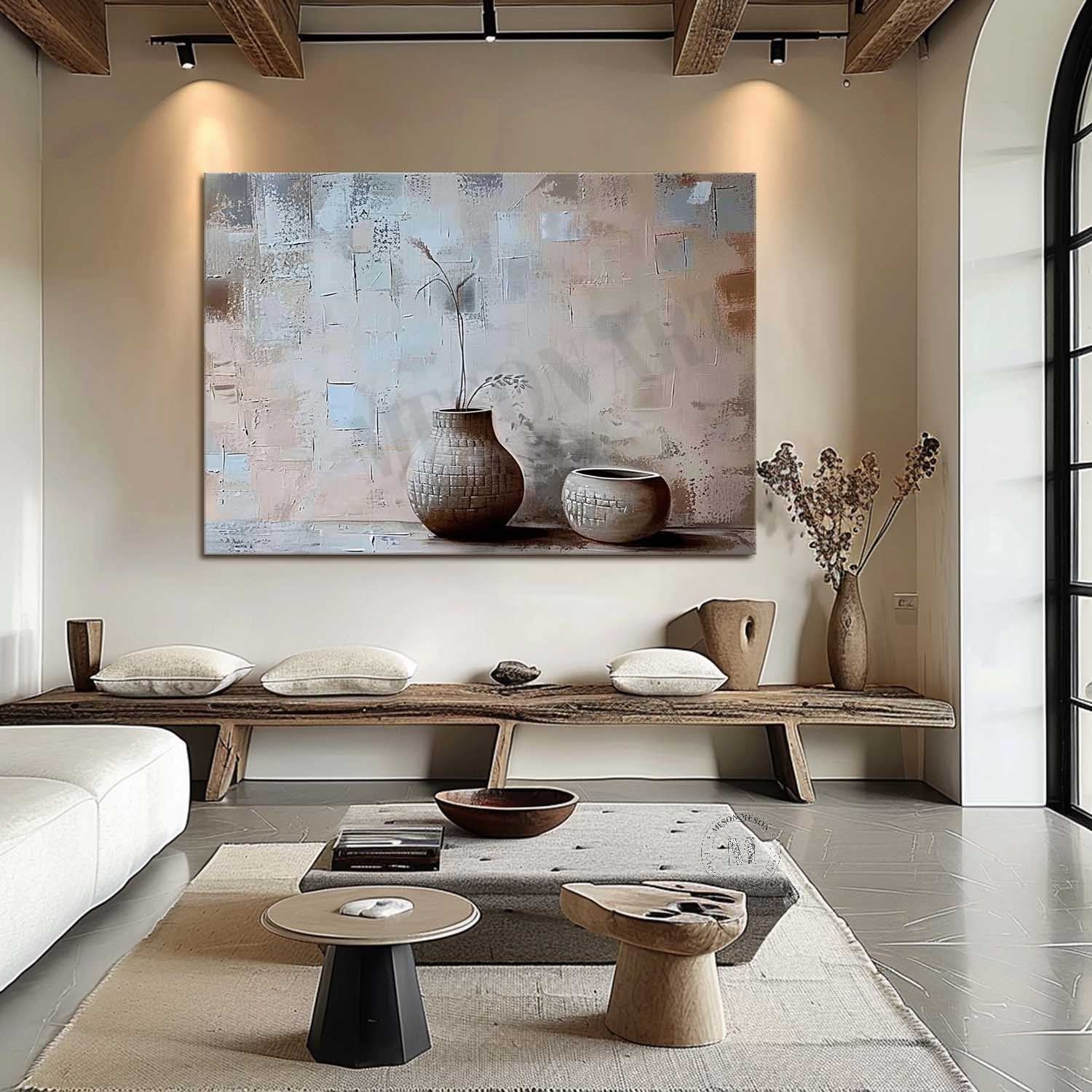 Large Ceramic Vase Art Ceramic Vase Still Life Paintings for Sale Grey Vase Canvas Wall Art Decor